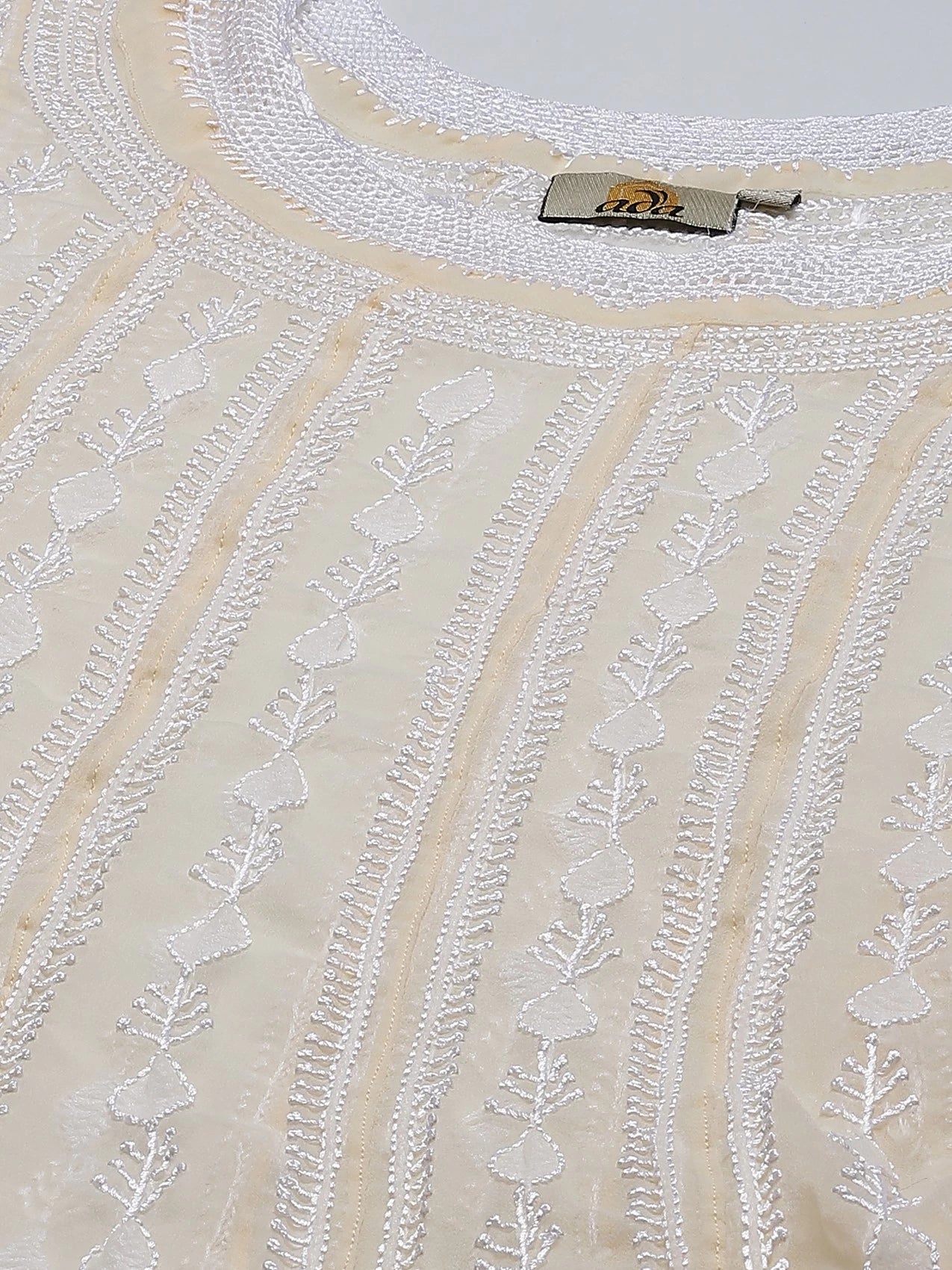 Ada Hand Embroidered Fawn Georgette Lucknowi Chikankari Anarkali A-line Kurta A411201