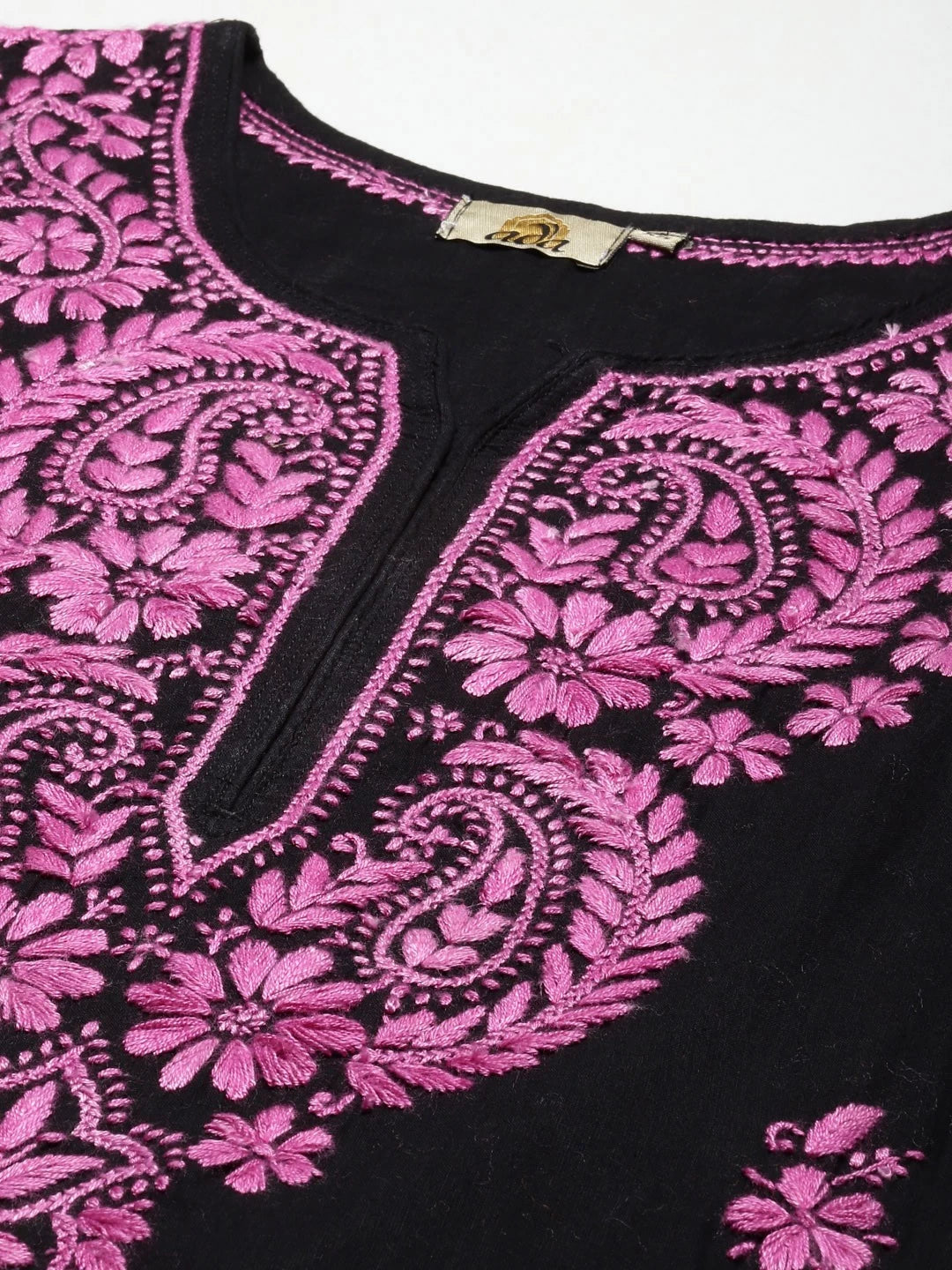Ada Hand Embroidered Black Cotton Lucknow Chikankari Straight Kurta A411272