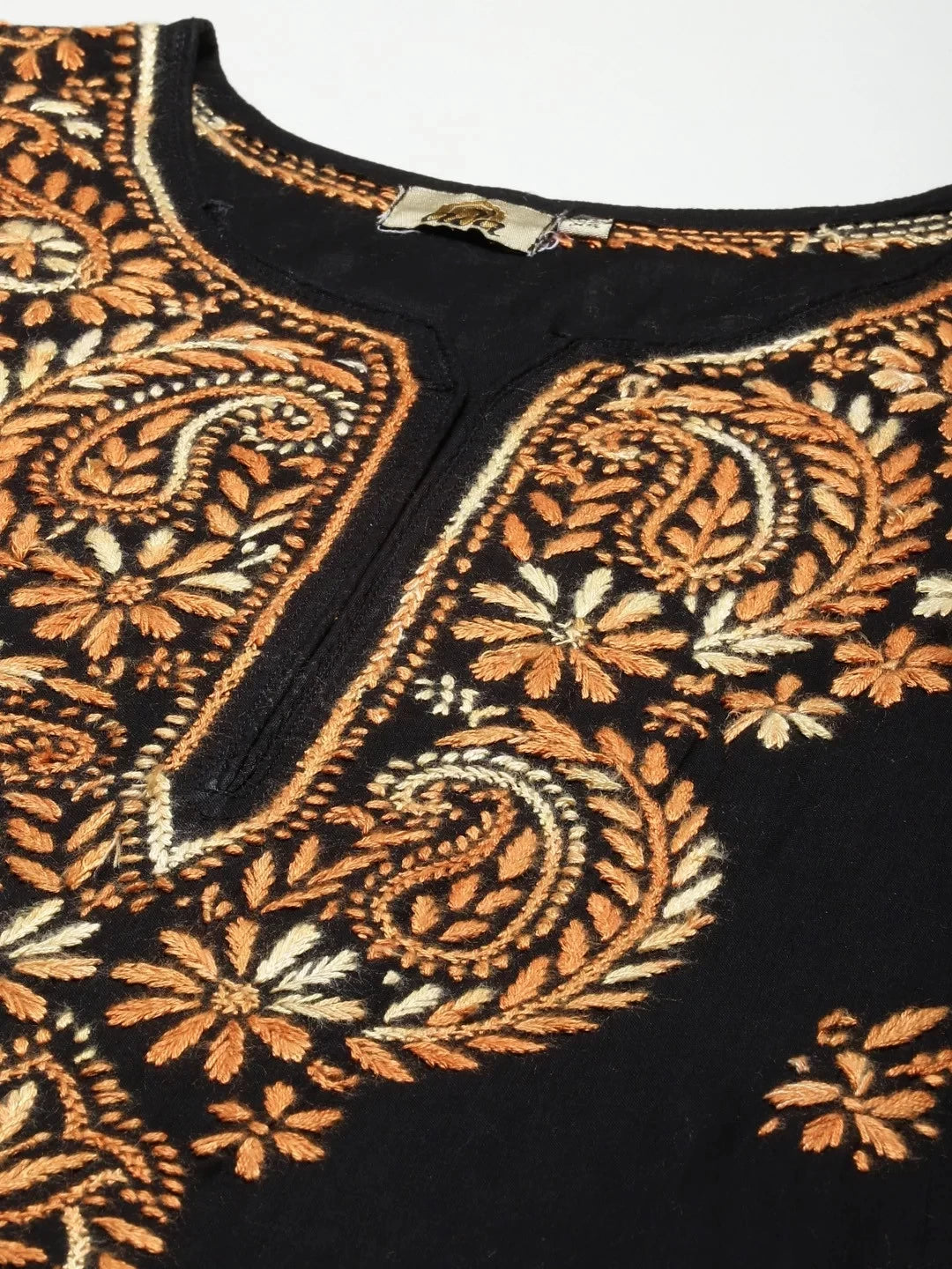 Ada Hand Embroidered Black Cotton Lucknow Chikankari Straight Kurta A411273