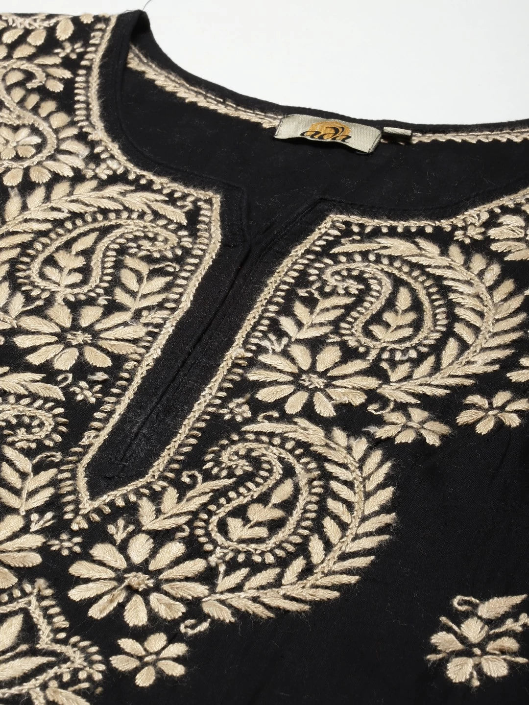 Ada Hand Embroidered Black Cotton Lucknow Chikankari Kurta A411275