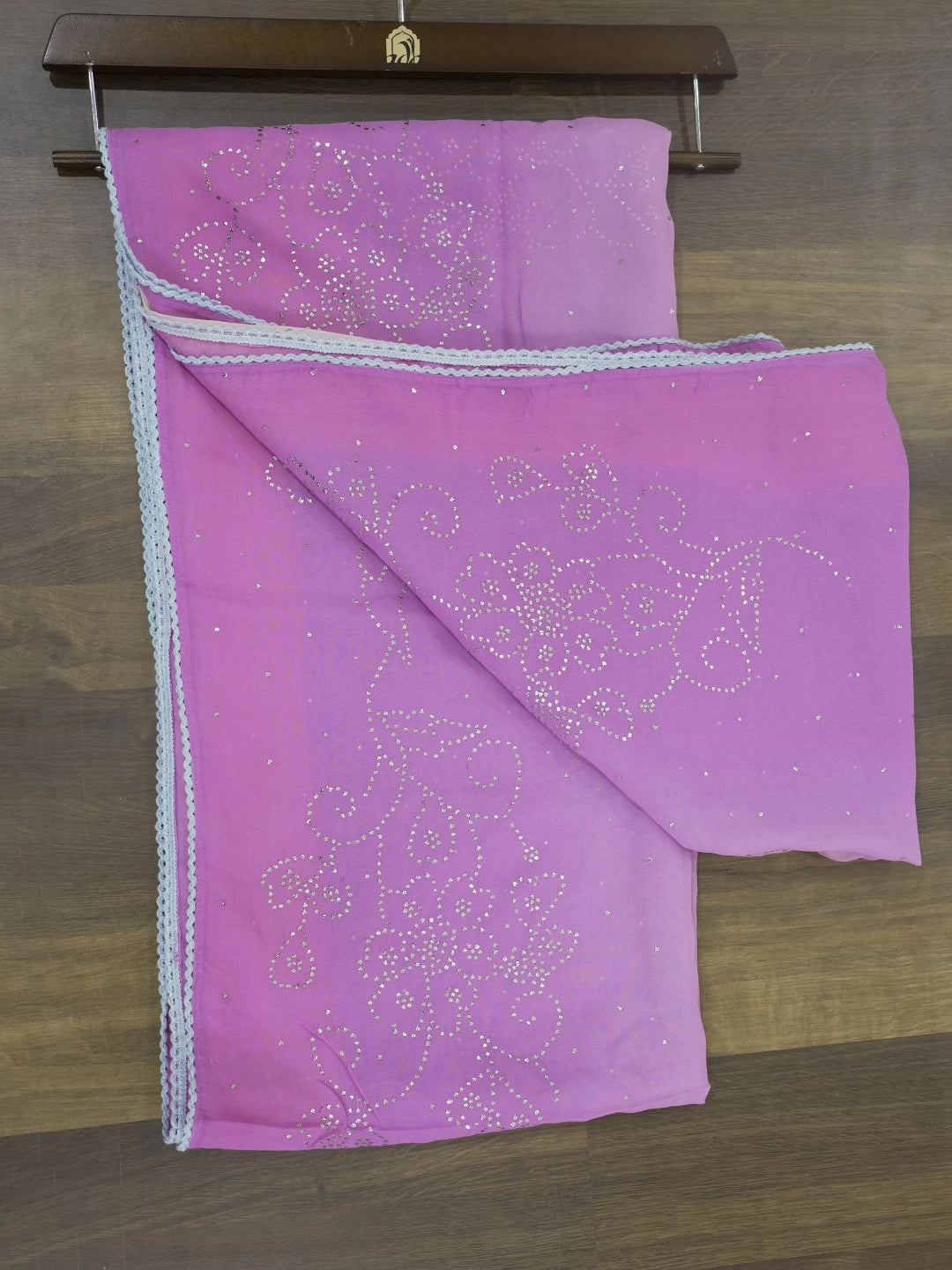 Ada Hand Embroidered Blue And Pink Ombre Shade Viscose Georgette Saree With Blouse And Mukaish Work 01A243698