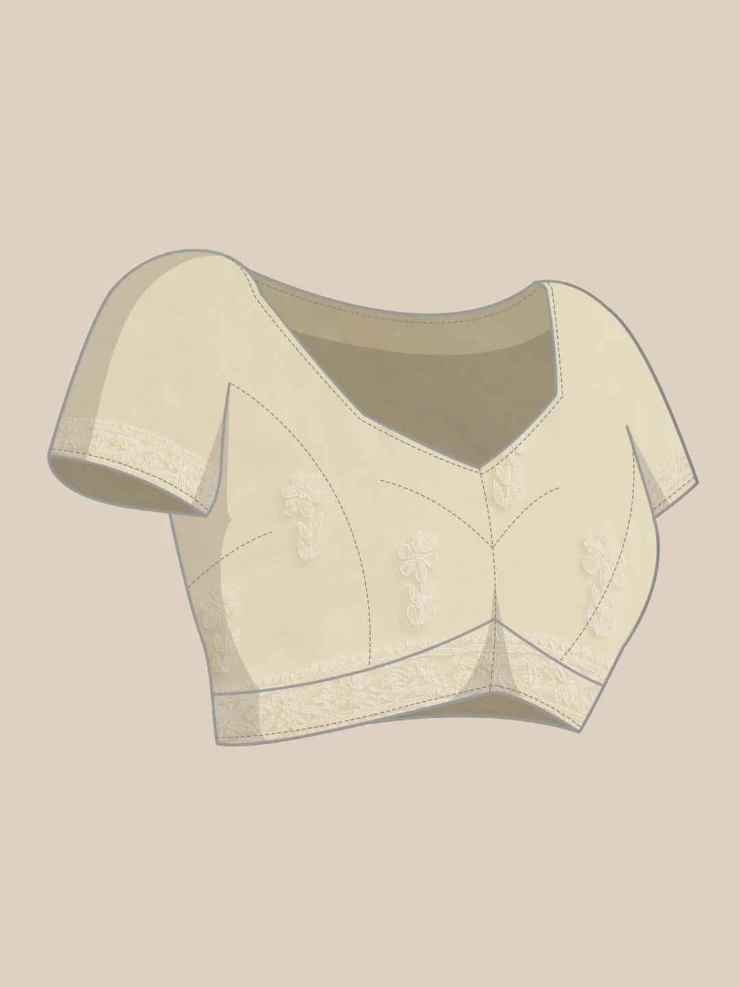 Ada Hand Embroidered Beige Georgette Lucknow Chikan Saree with Blouse A130223