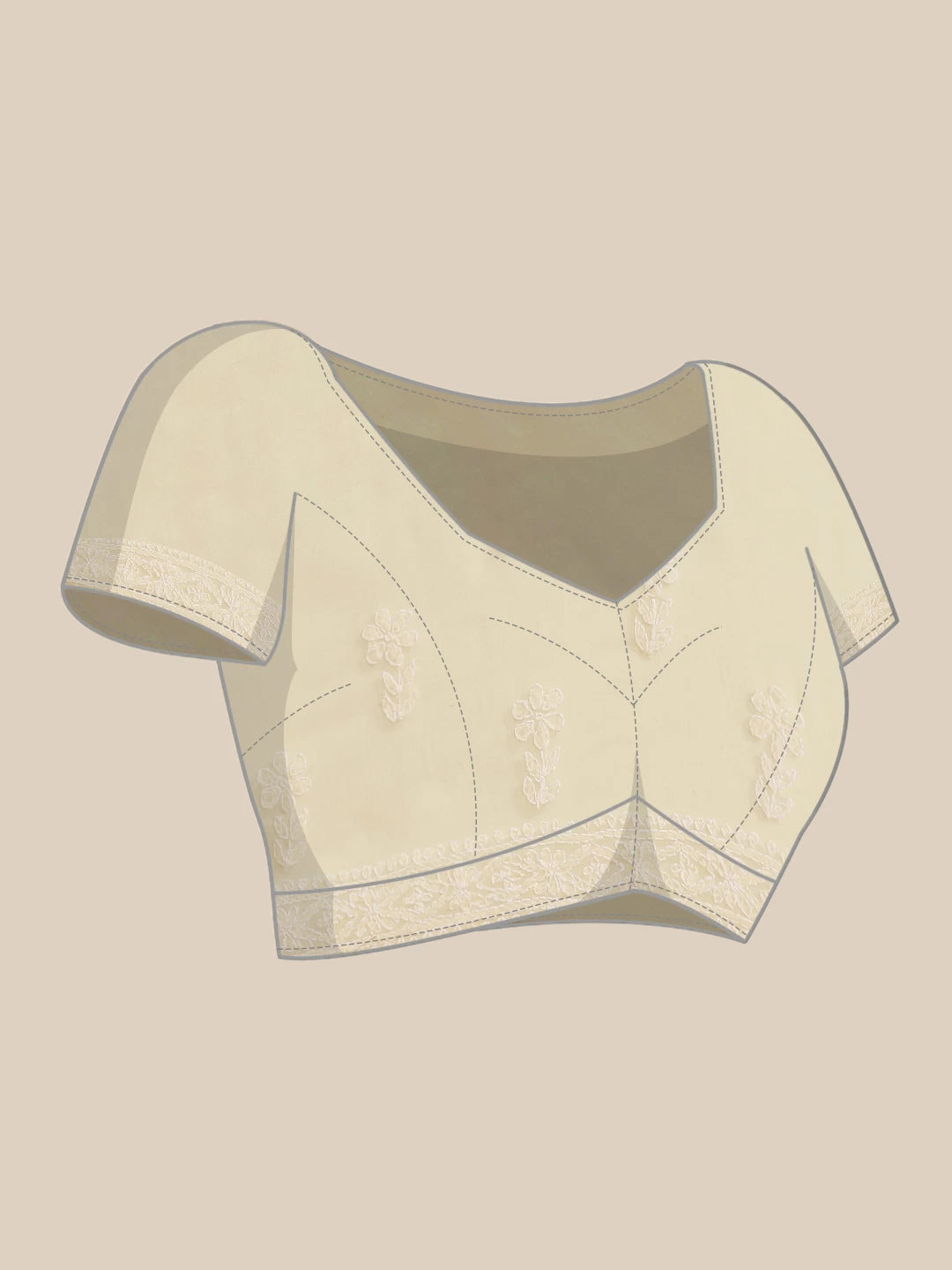 Ada Hand Embroidered Beige Georgette Lucknow Chikan Saree with Blouse A130223