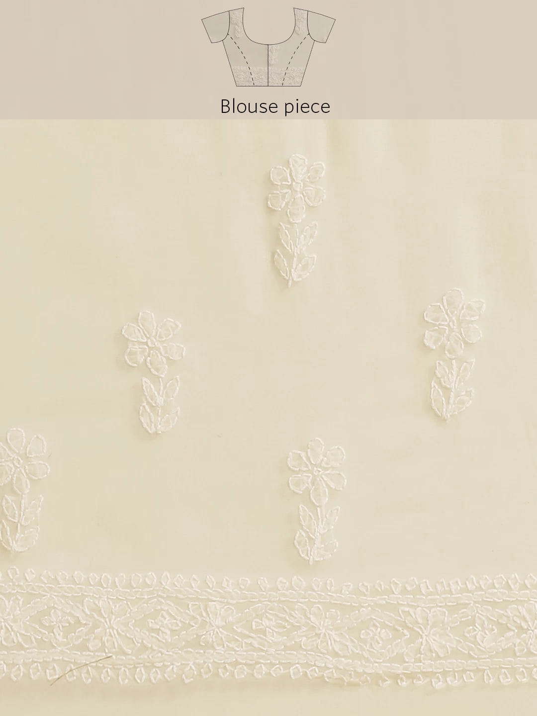 Ada Hand Embroidered Beige Georgette Lucknow Chikan Saree with Blouse A130223