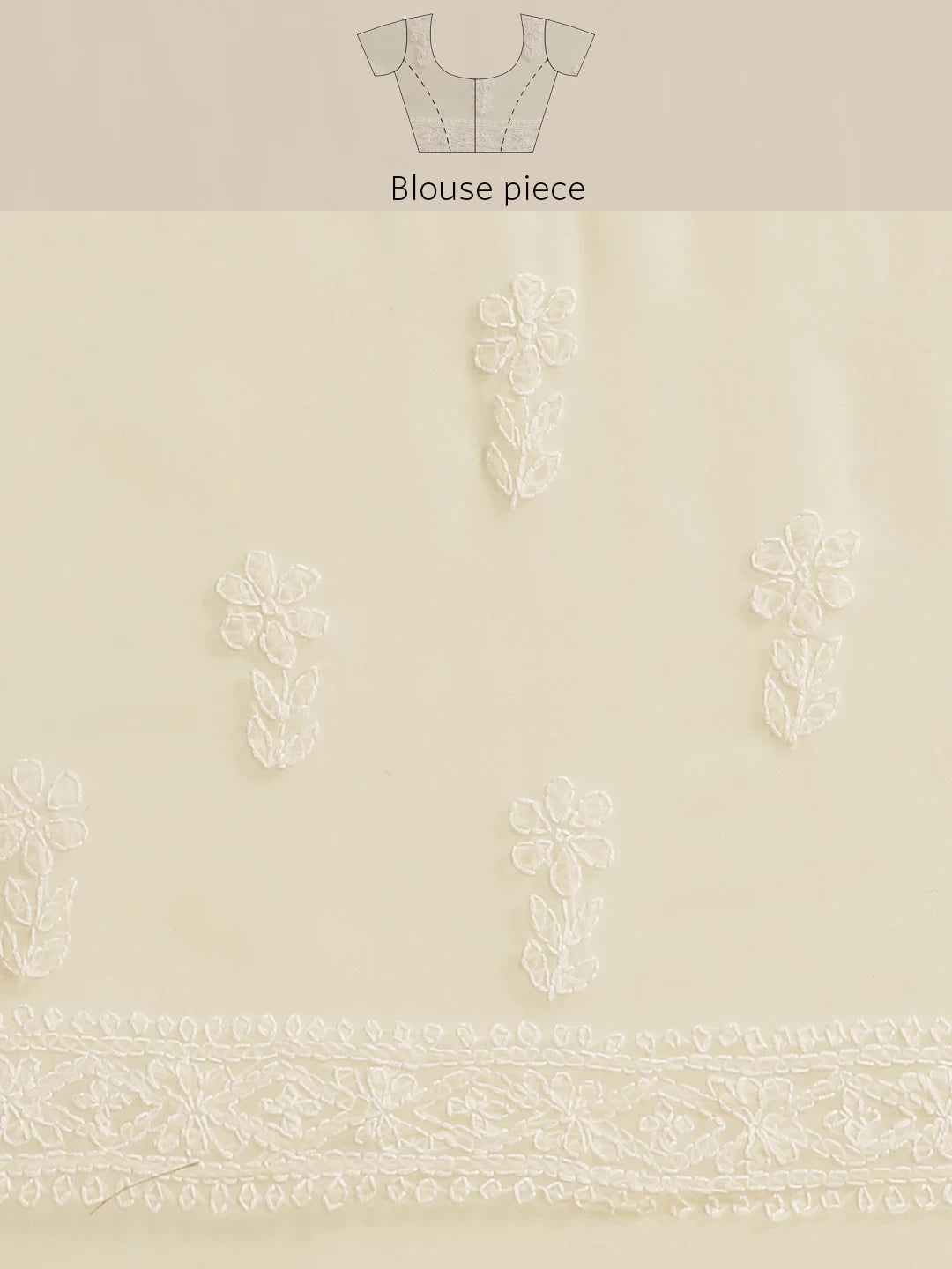 Ada Hand Embroidered Beige Georgette Lucknow Chikan Saree with Blouse A130223