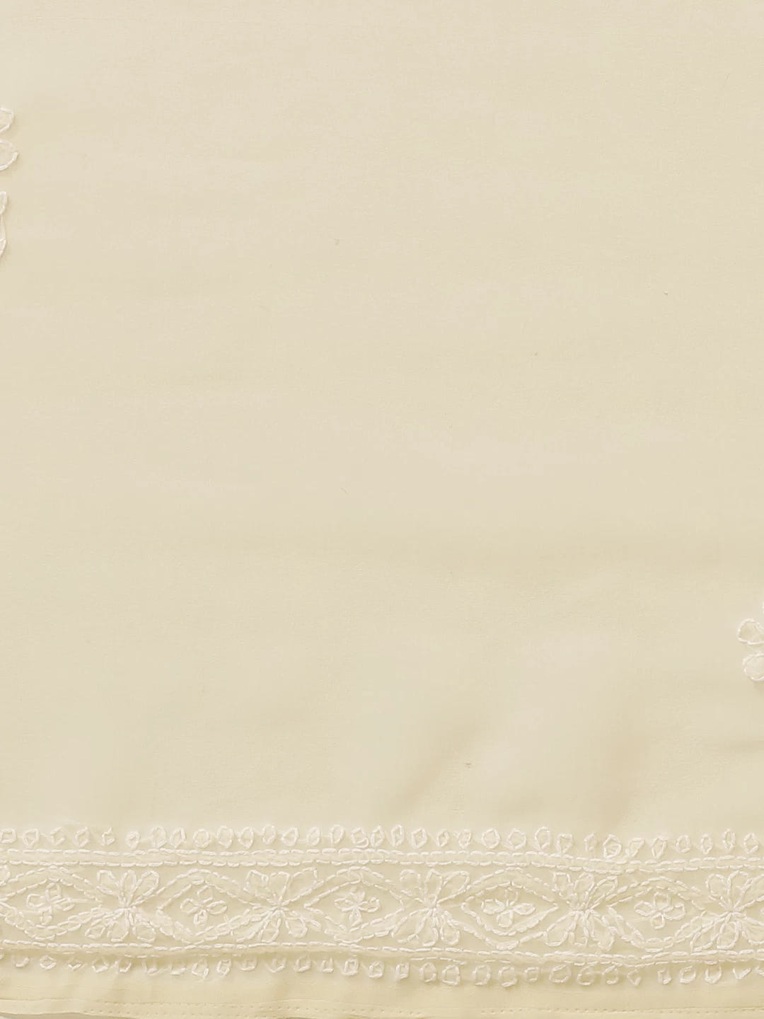 Ada Hand Embroidered Beige Georgette Lucknow Chikan Saree with Blouse A130223