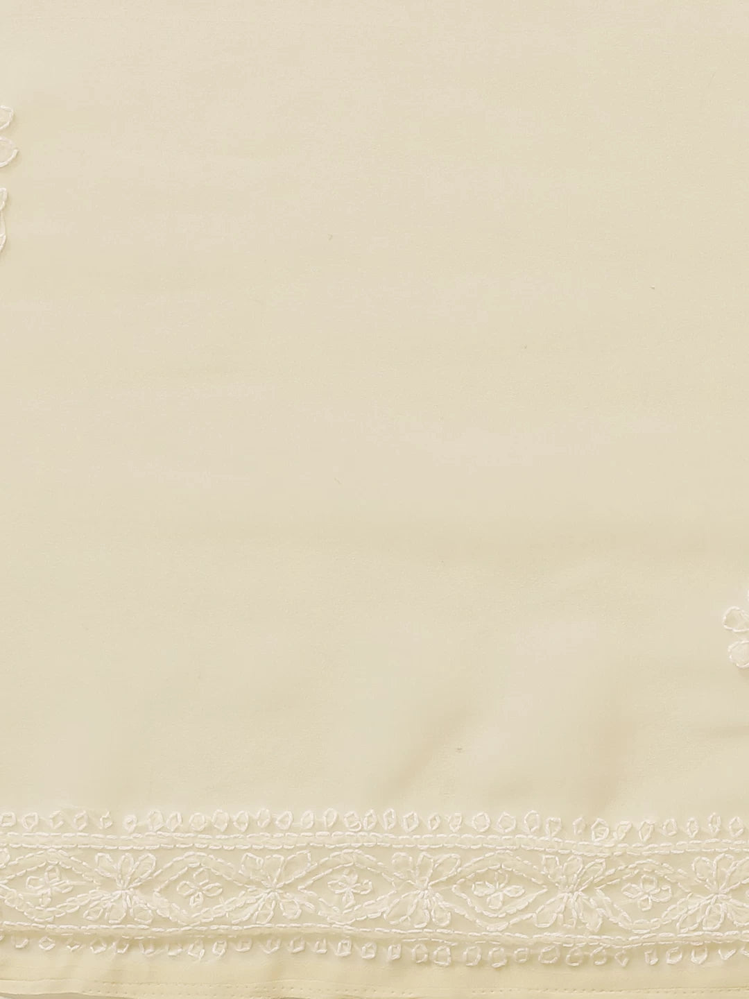Ada Hand Embroidered Beige Georgette Lucknow Chikan Saree with Blouse A130223