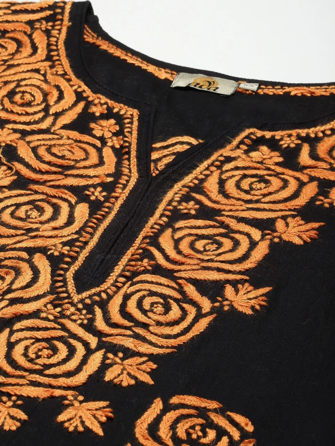 Ada Hand Embroidered Black Cotton Lucknow Chikankari Straight Kurta A411283