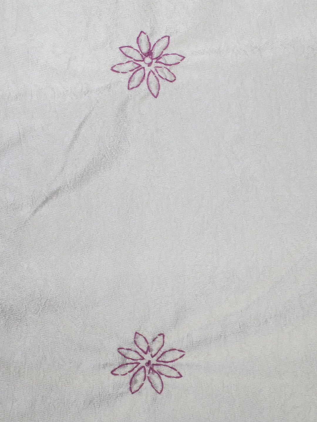 Ada Hand Embroidered White And Pink Silk Lucknowi Chikankari Bed Sheet With Pillow And Cushion Cover Set 01A442692