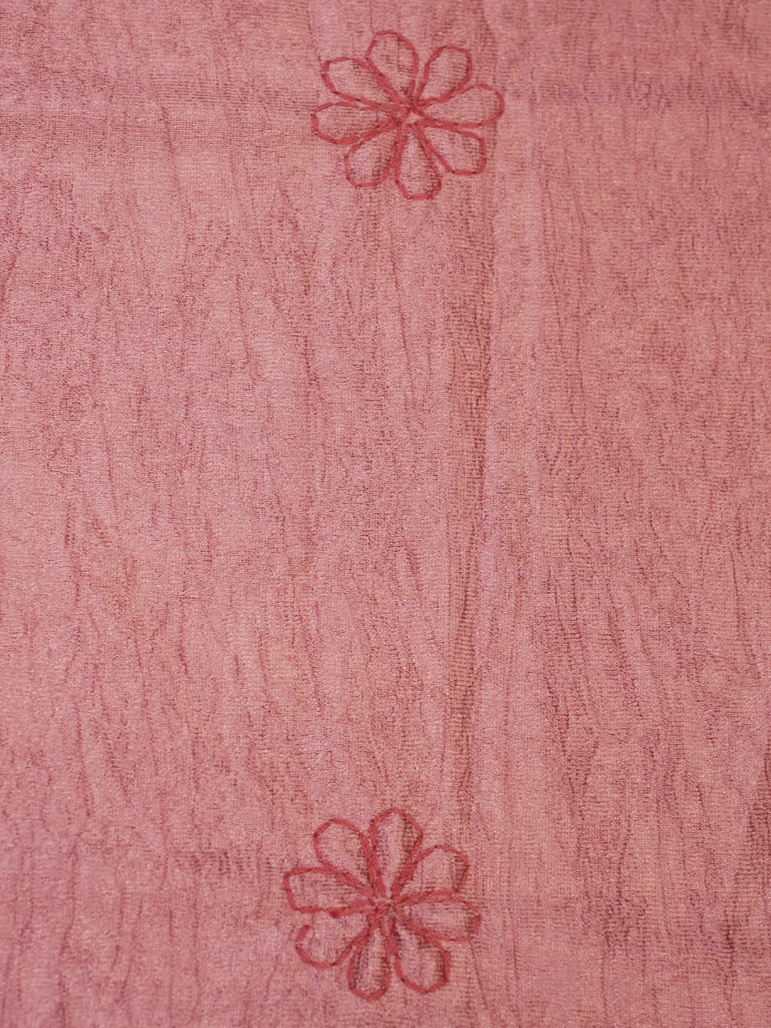 Ada Hand Embroidered Carrot Pink Silk Lucknowi Chikankari Bed Sheet With Pillow And Cushion Cover Set 01A366301