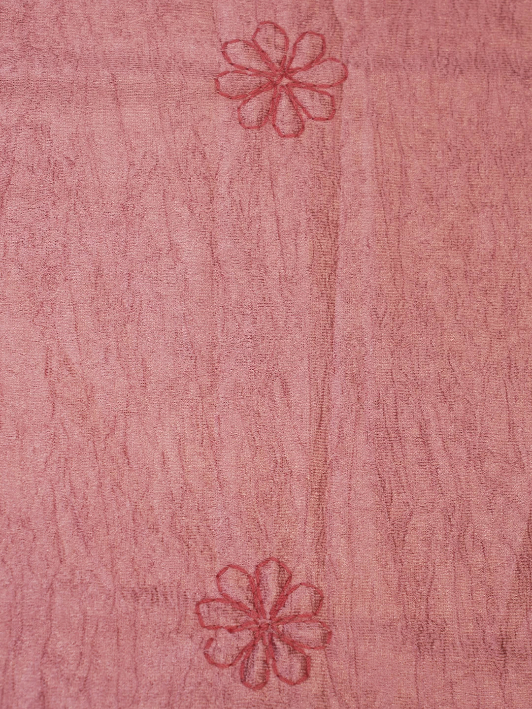 Ada Hand Embroidered Carrot Pink Silk Lucknowi Chikankari Bed Sheet With Pillow And Cushion Cover Set 01A366301