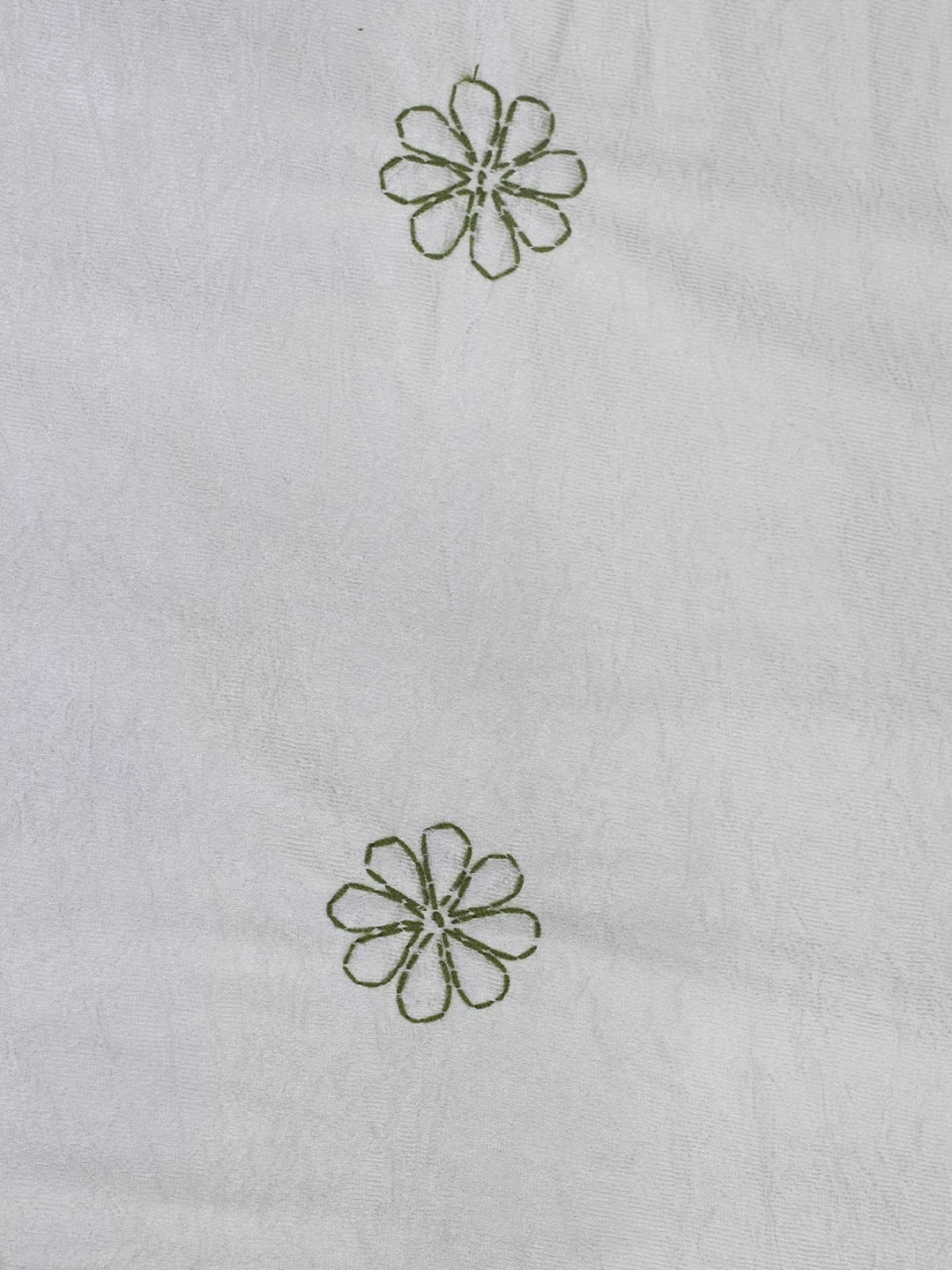 Ada Hand Embroidered White And Green Silk Lucknowi Chikankari Bed Sheet With Pillow And Cushion Cover Set 01A442691