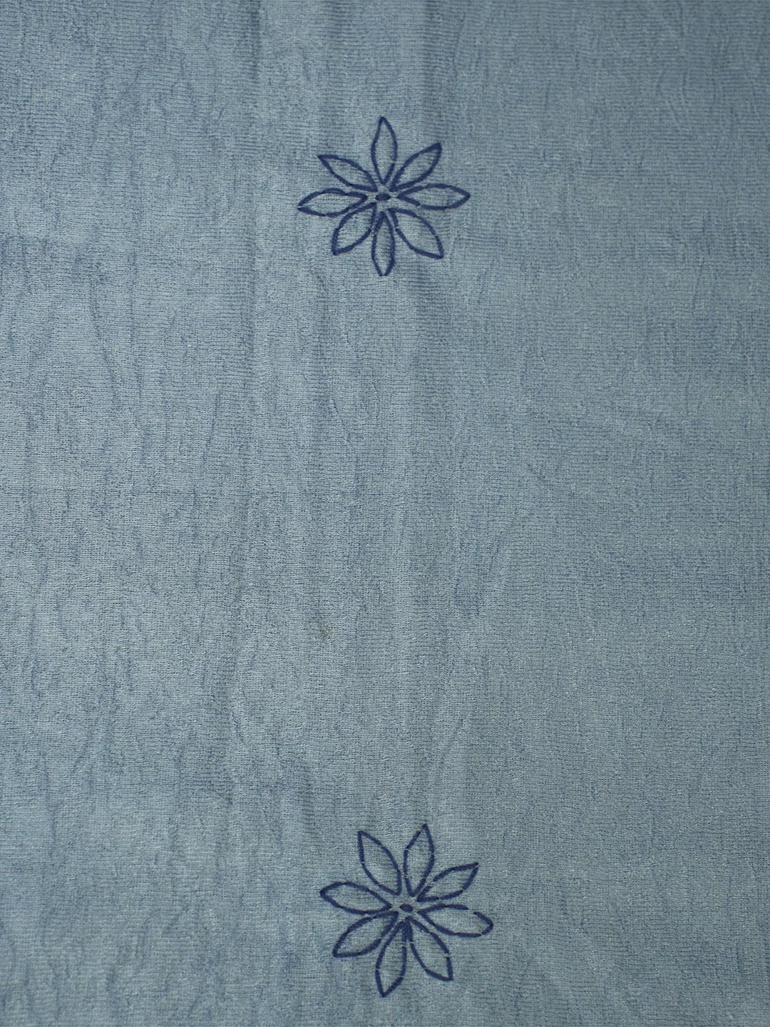Ada Hand Embroidered Blue Silk Lucknowi Chikankari Bed Sheet With Pillow And Cushion Cover Set 01A121749