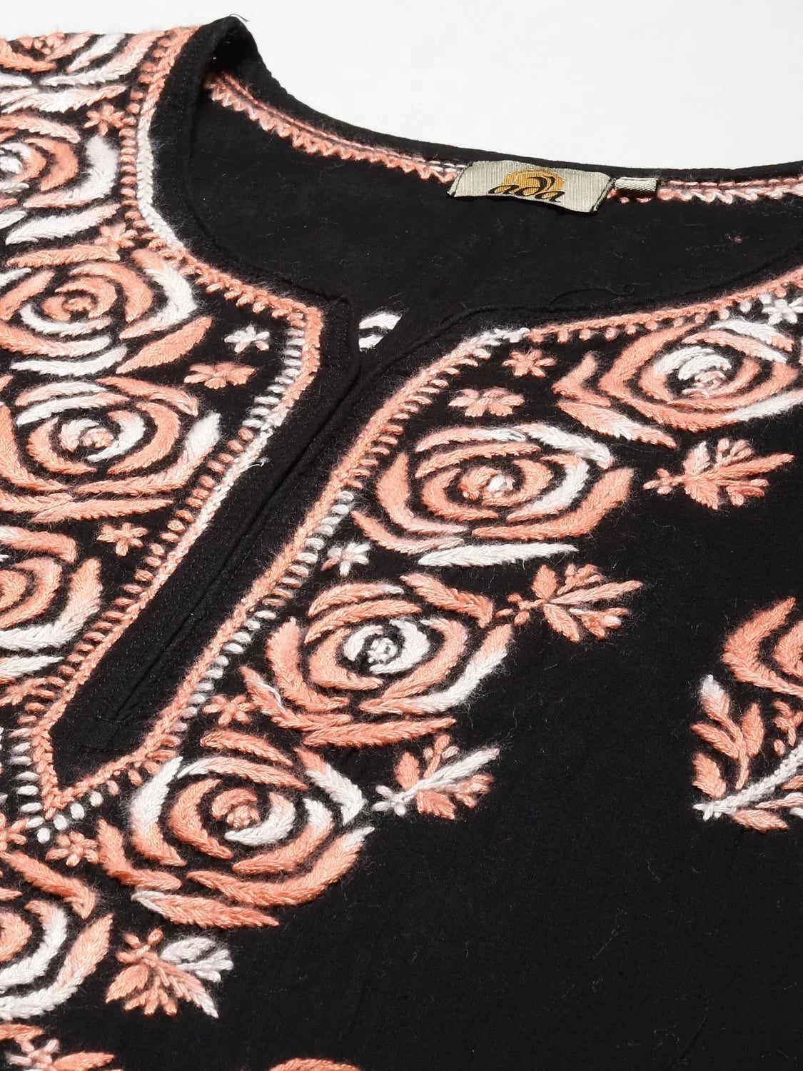 Ada Hand Embroidered Black Cotton Lucknowi Chikankari Straight Kurta A411284
