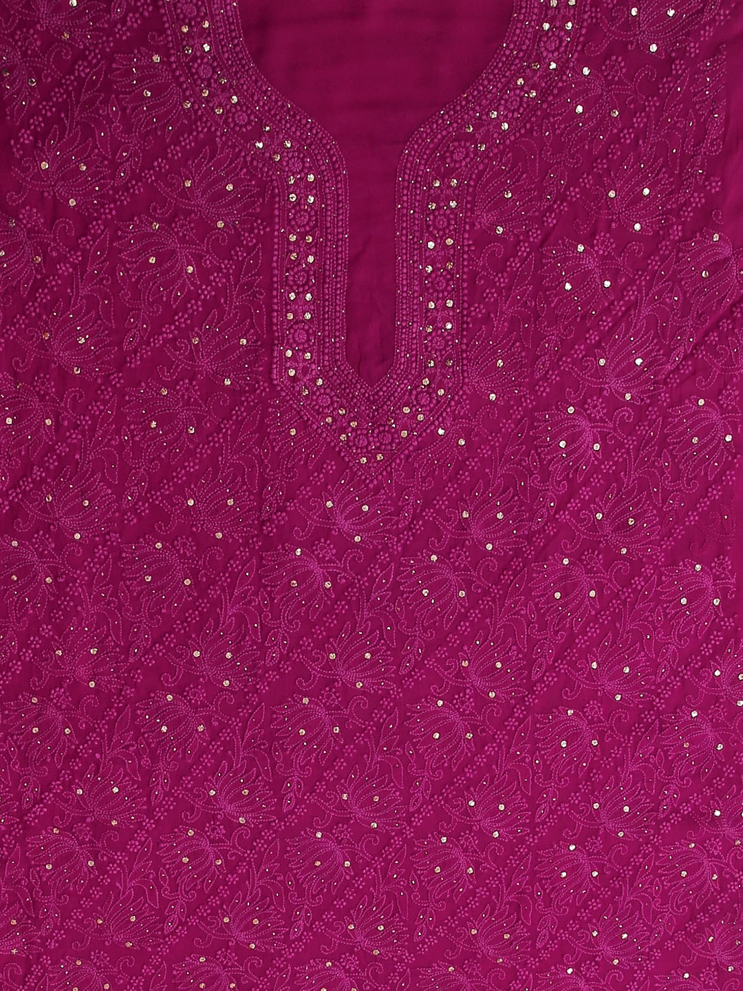 Ada Hand Embroidered Purple Viscose Georgette Lucknowi Chikankari Unstitched Kurta Dupatta Set With Muqaish Work 01A459420