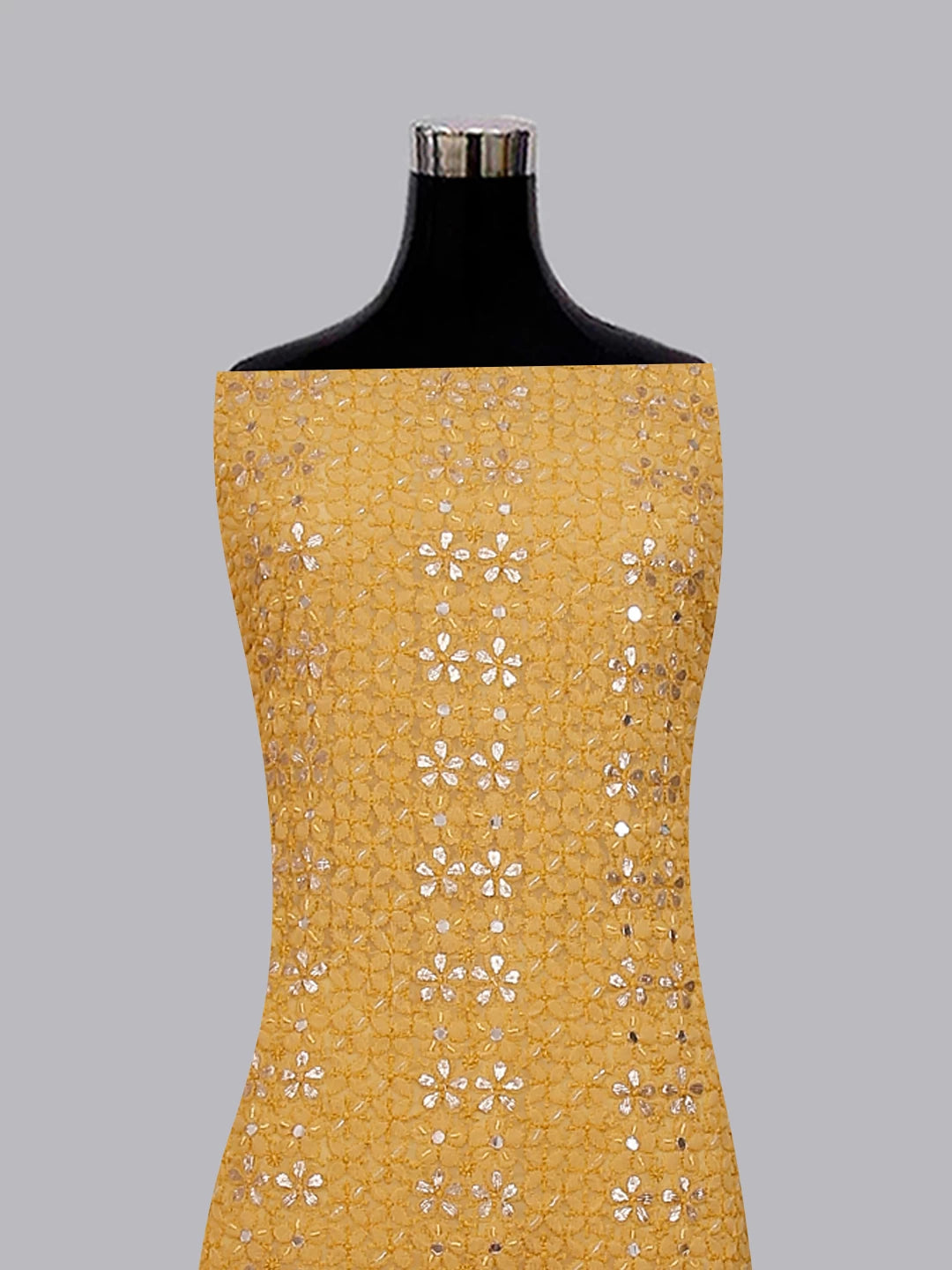 Ada Hand Embroidered Beige Georgette Lucknowi Chikankari Unstitched Suit Piece With Gotapatti 01A358424