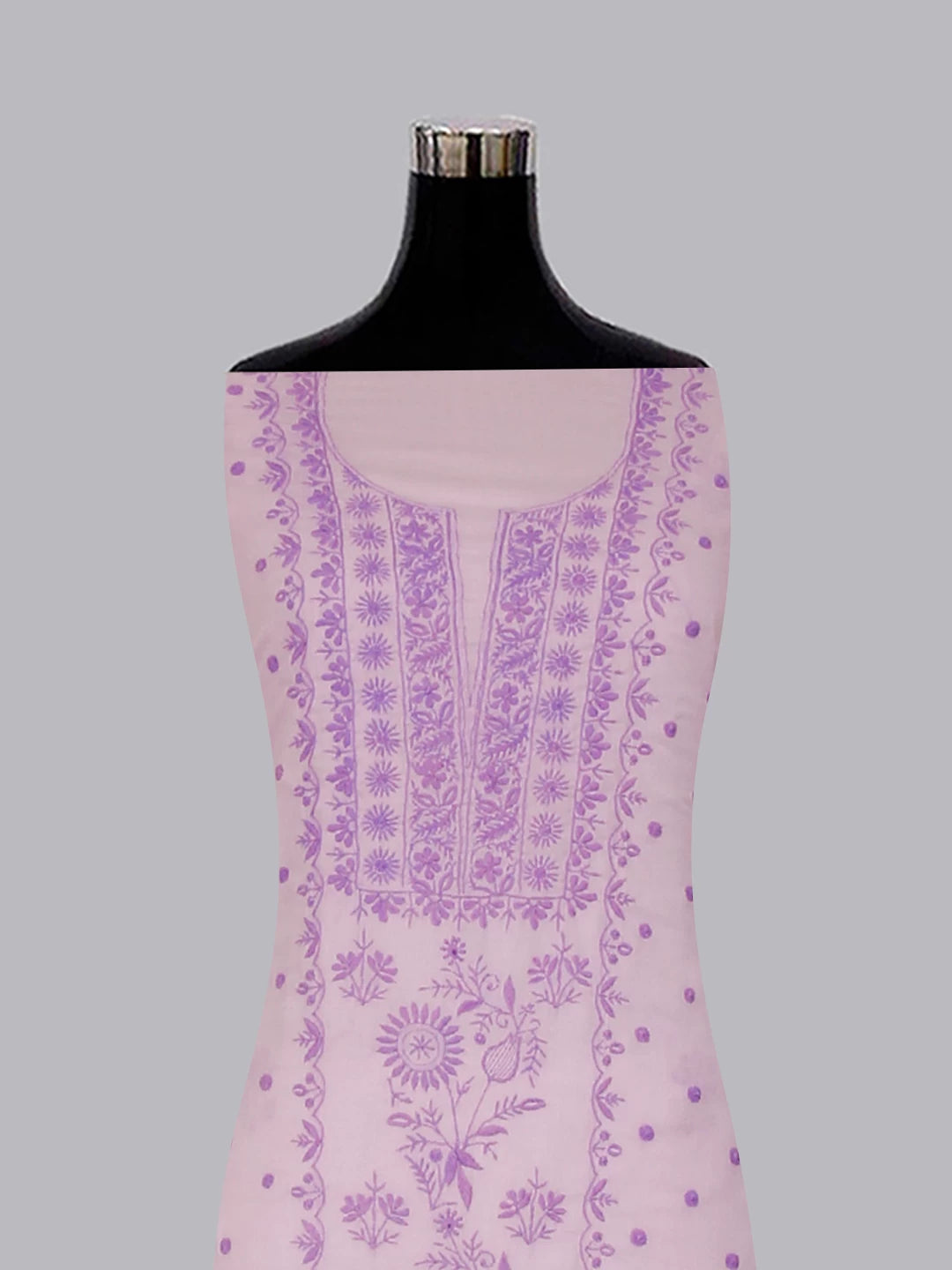 Ada Hand Embroidered Lilac Mulmul Lucknowi Chikankari Unstitched Suit Piece 01A421764