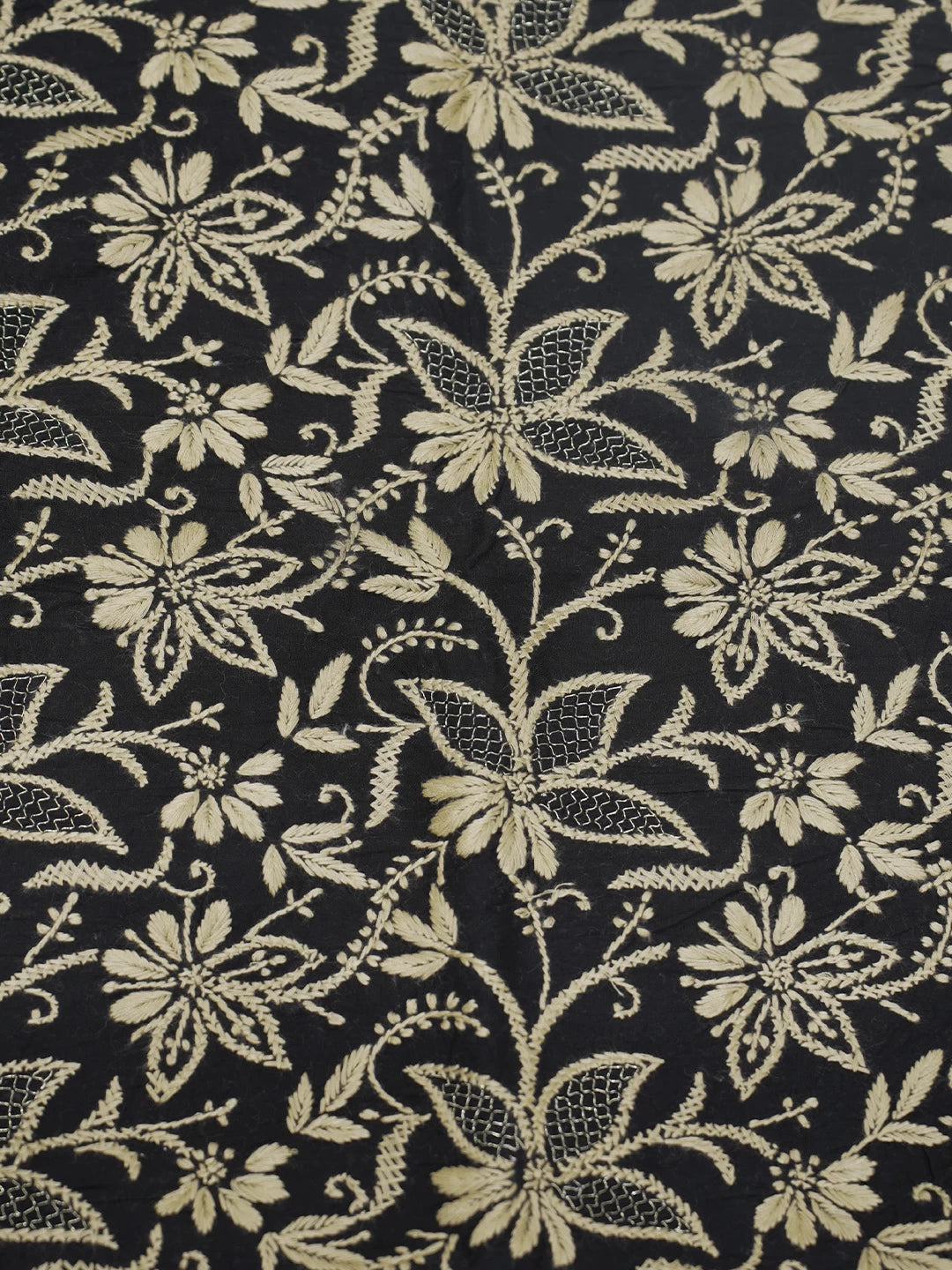 Ada Hand Embroidered Black Cotton Lucknowi Chikankari Cushion Cover 01A503038