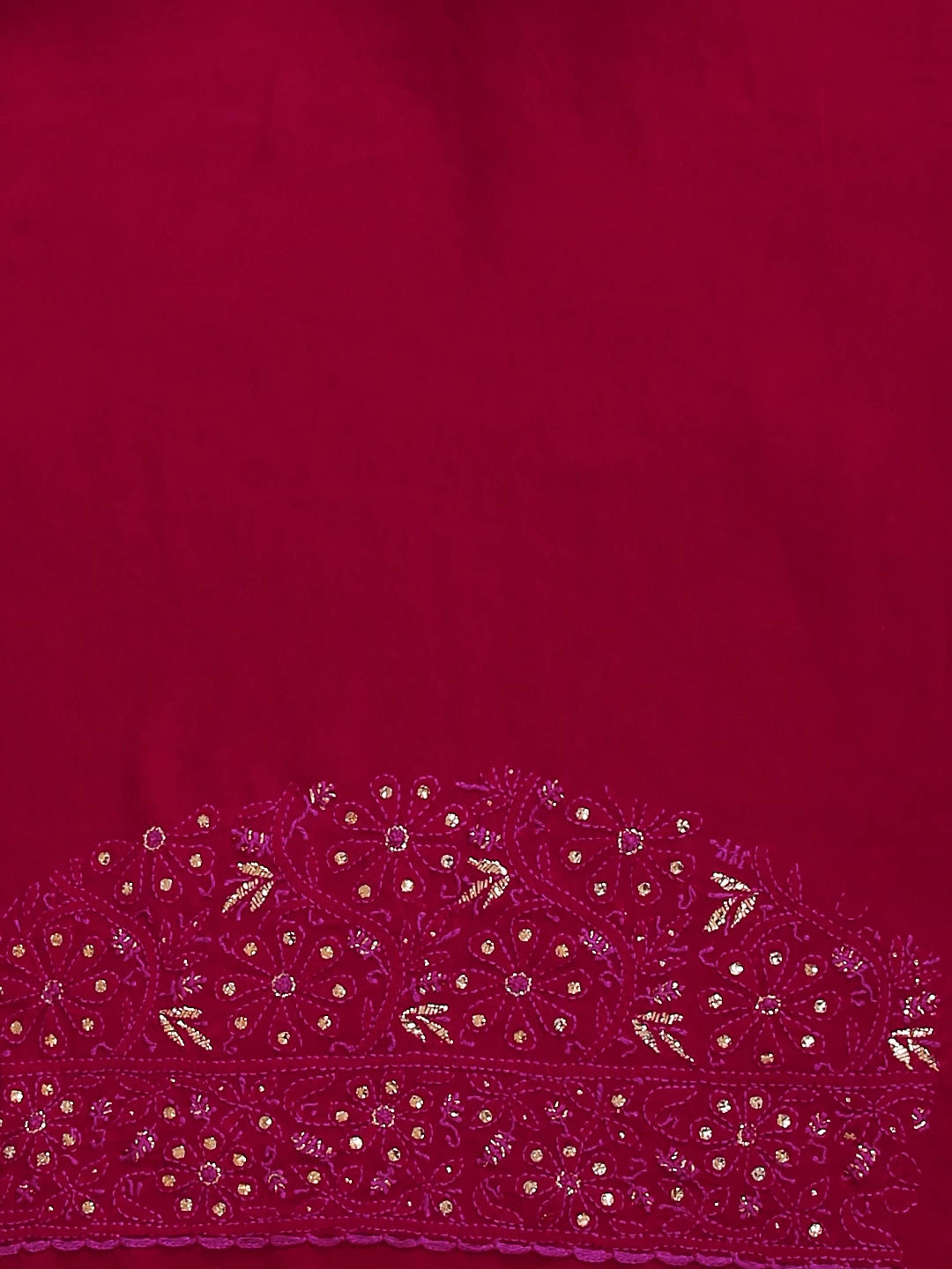 Ada Hand Embroidered Jazzberry Jam Pure Georgette Lucknowi Chikankari Saree With Blouse And Muqaish Work 01A39108