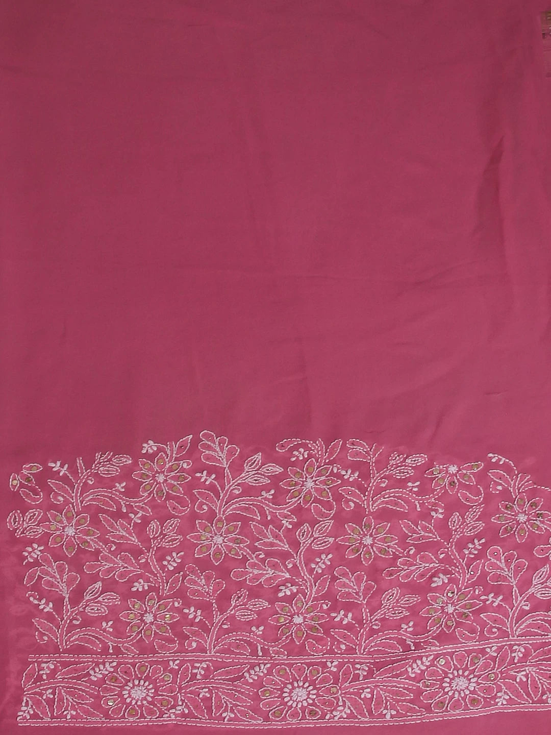 Ada Hand Embroidered Ombre Shade Of Pink Pure Georgette Lucknowi Chikankari Saree With Blouse And Mukaish Work 01A449581