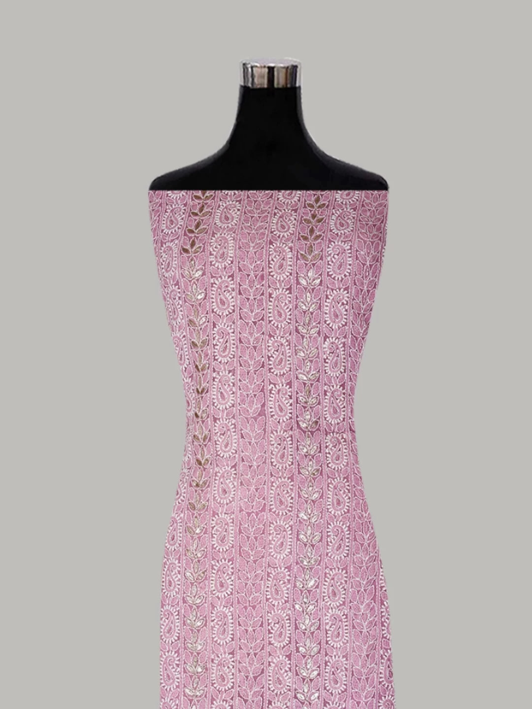 Ada Hand Embroidered Pink Georgette Lucknowi Chikankari Unstitched Suit Piece With Gotapatti 01A364411