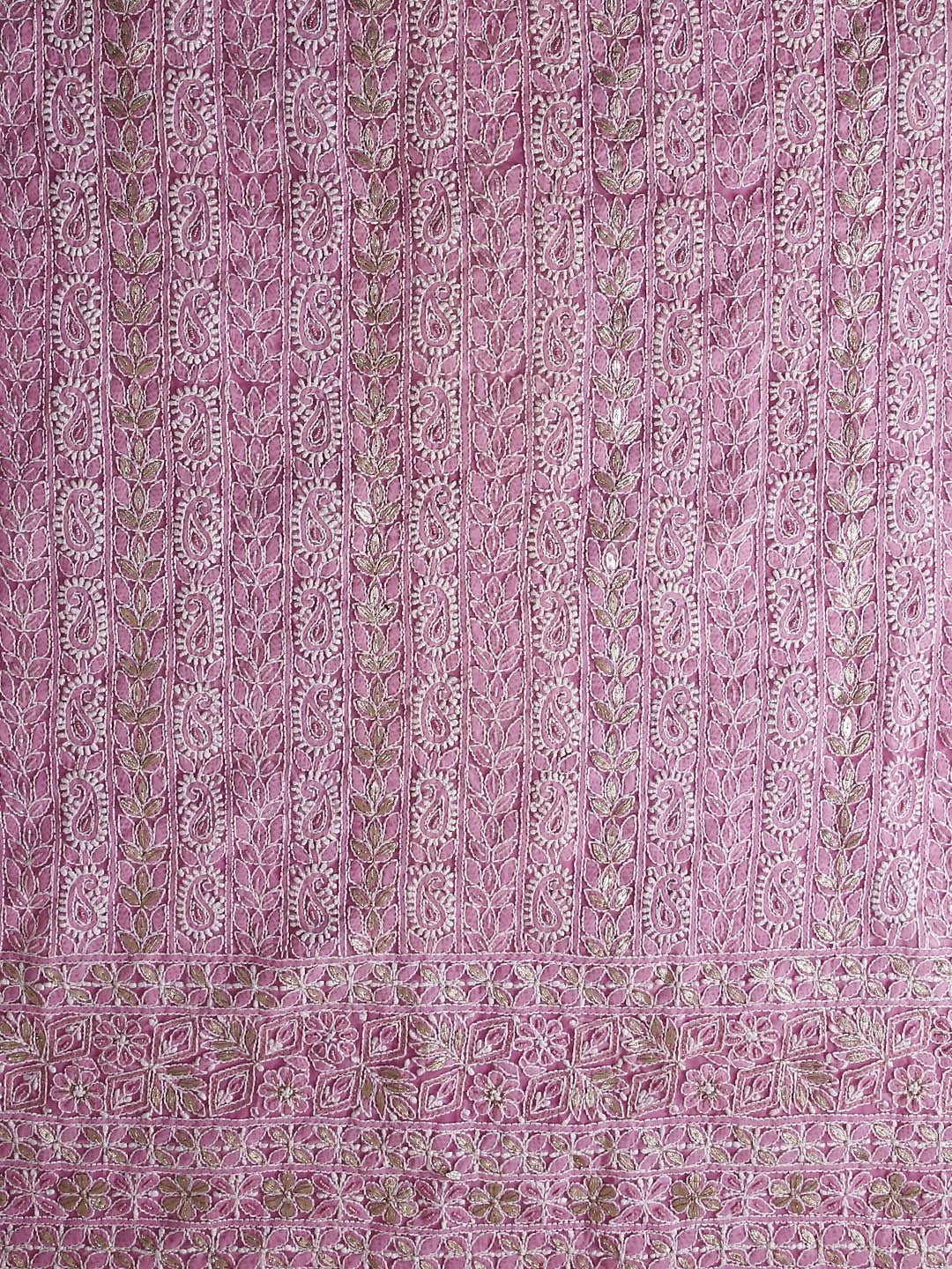 Ada Hand Embroidered Pink Georgette Lucknowi Chikankari Unstitched Suit Piece With Gotapatti 01A364411