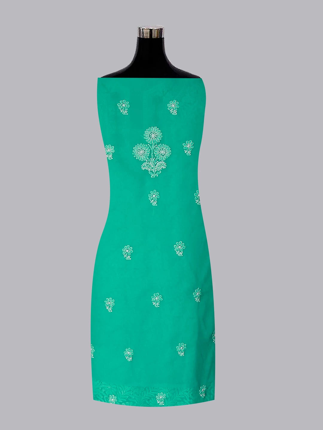 Ada Hand Embroidered Green Georgette Lucknowi Chikankari Unstitched Suit Piece With Parsi Work 01A337836