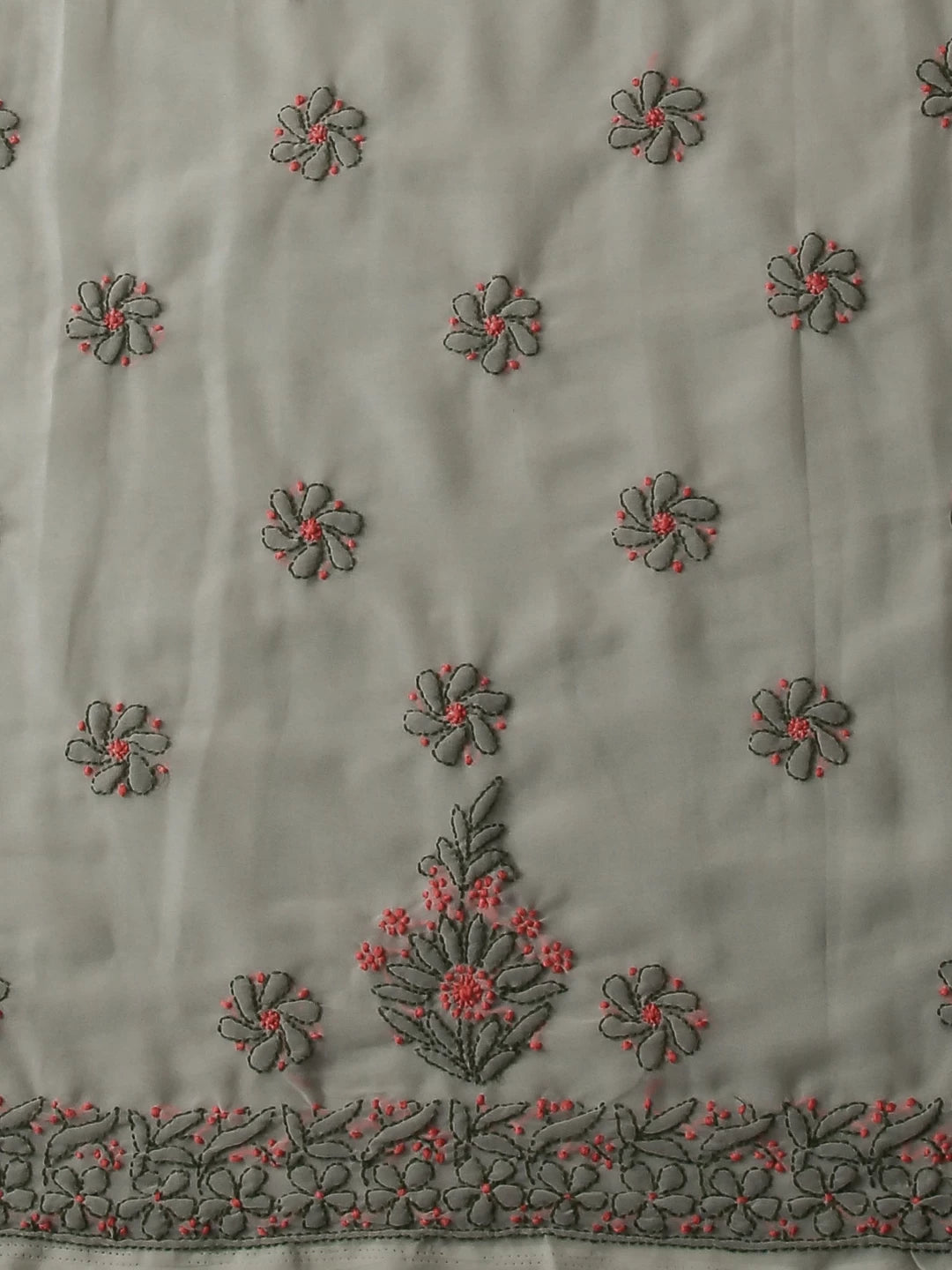 Ada Hand Embroidered Tea Green Georgette Lucknowi Chikankari Unstitched Suit Piece 01A504893