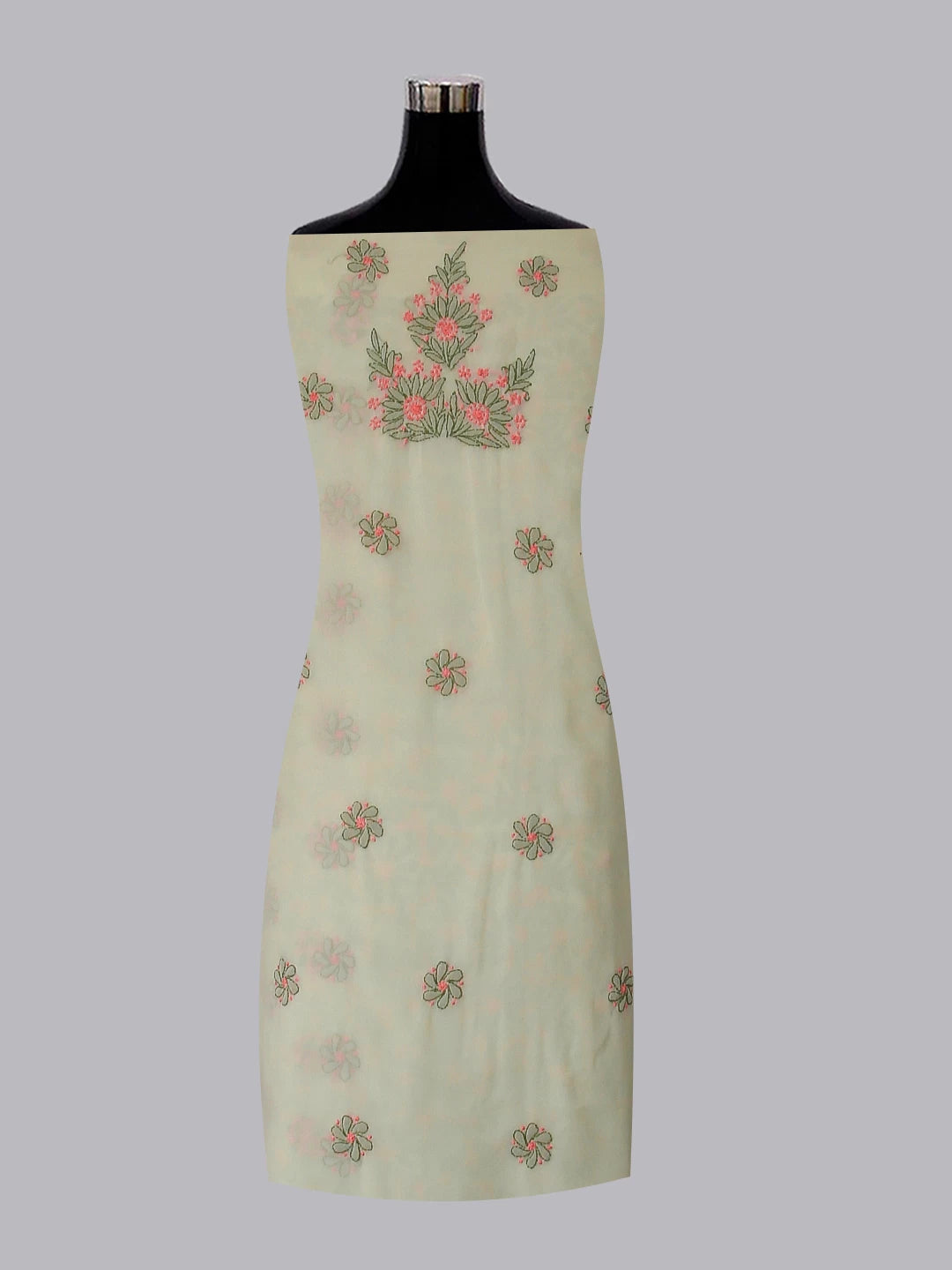 Ada Hand Embroidered Tea Green Georgette Lucknowi Chikankari Unstitched Suit Piece 01A504893