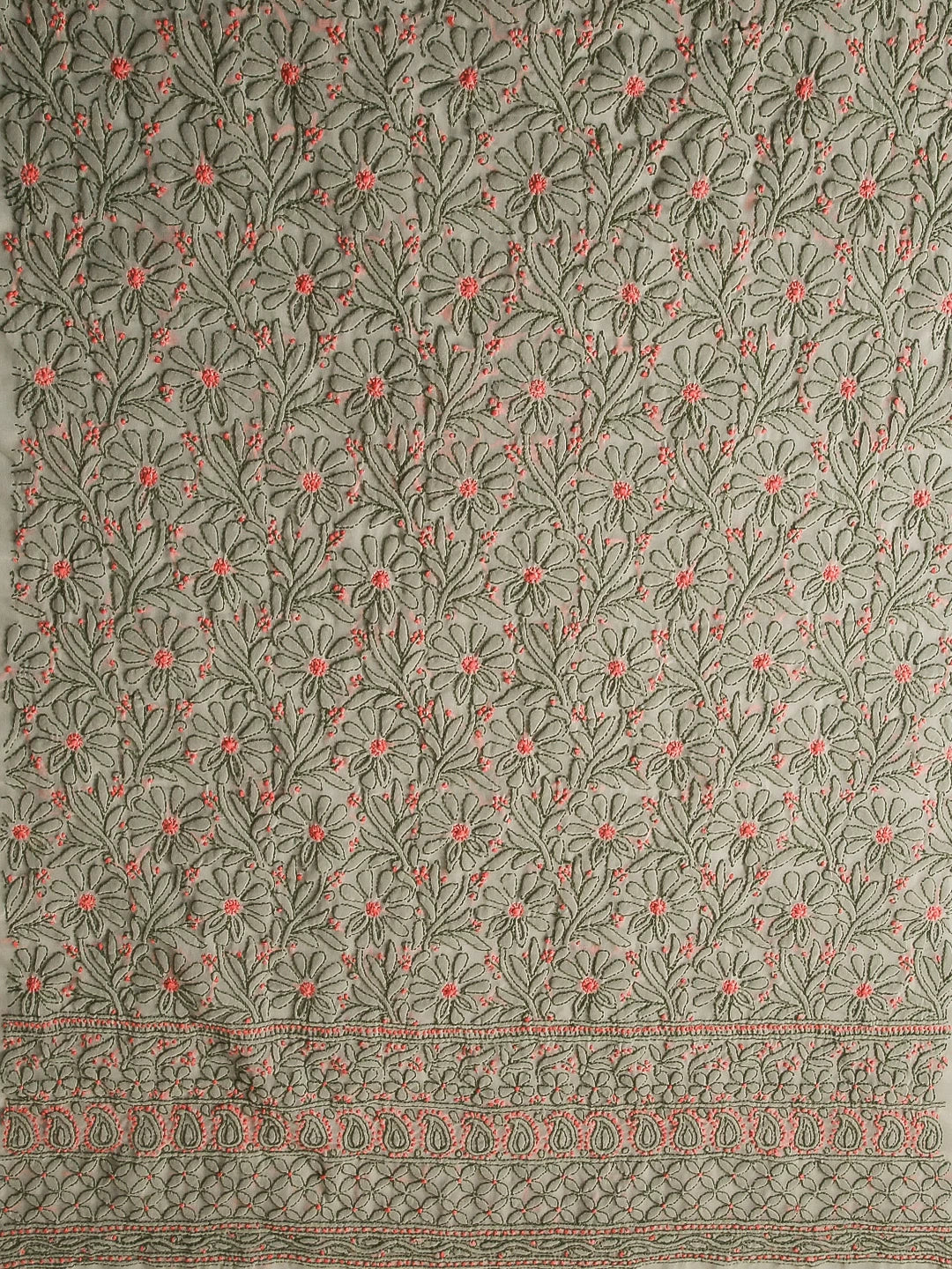 Ada Hand Embroidered Tea Green Georgette Lucknowi Chikankari Unstitched Suit Piece 01A504893