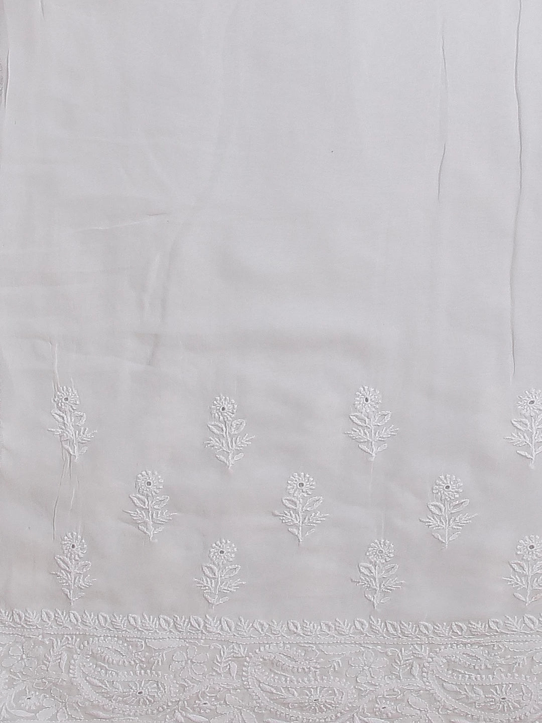 Ada Hand Embroidered Off White Pure Georgette Lucknowi Chikankari Saree with Blouse 01A488776