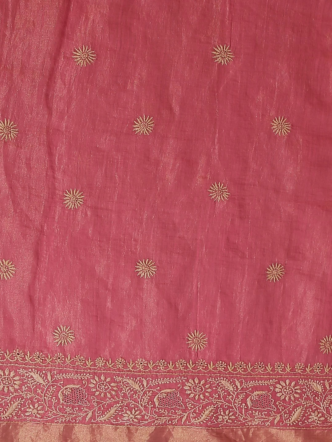 Ada Hand Embroidered Onion Pink Tissue Lucknowi Chikankari Saree With Blouse And Zari Work 01A265925