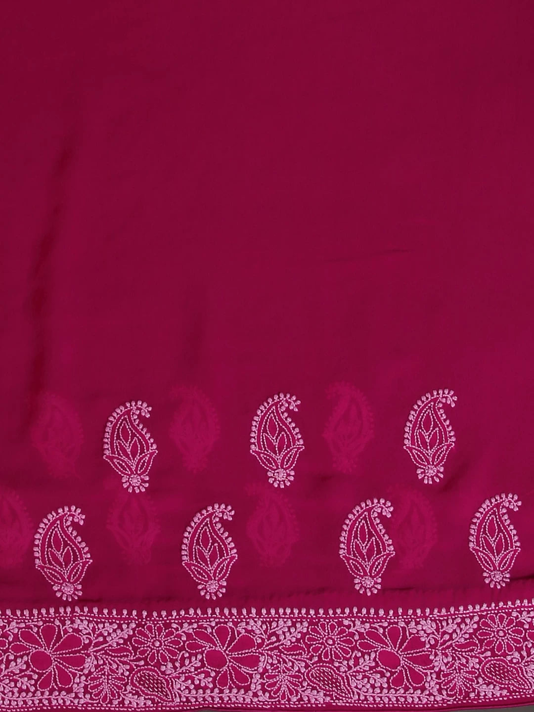 Ada Hand Embroidered Sangria Pink Pure Georgette Lucknowi Chikankari Saree With Blouse 01A42936