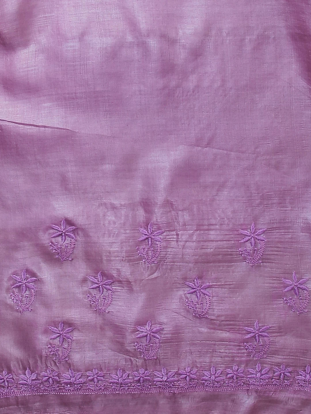 Ada Hand Embroidered Lilac Silk Lucknowi Chikankari Saree With Blouse 01A495974