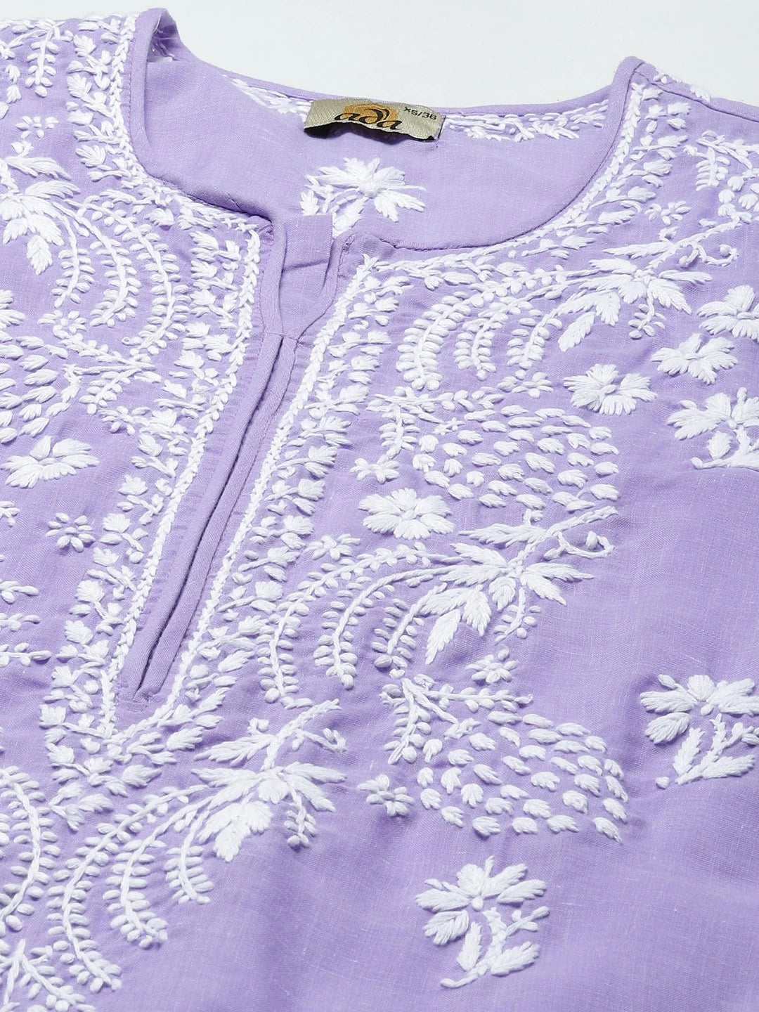 Ada Hand Embroidered Purple Cotton Lucknow Chikankari Straight  Kurta A411403