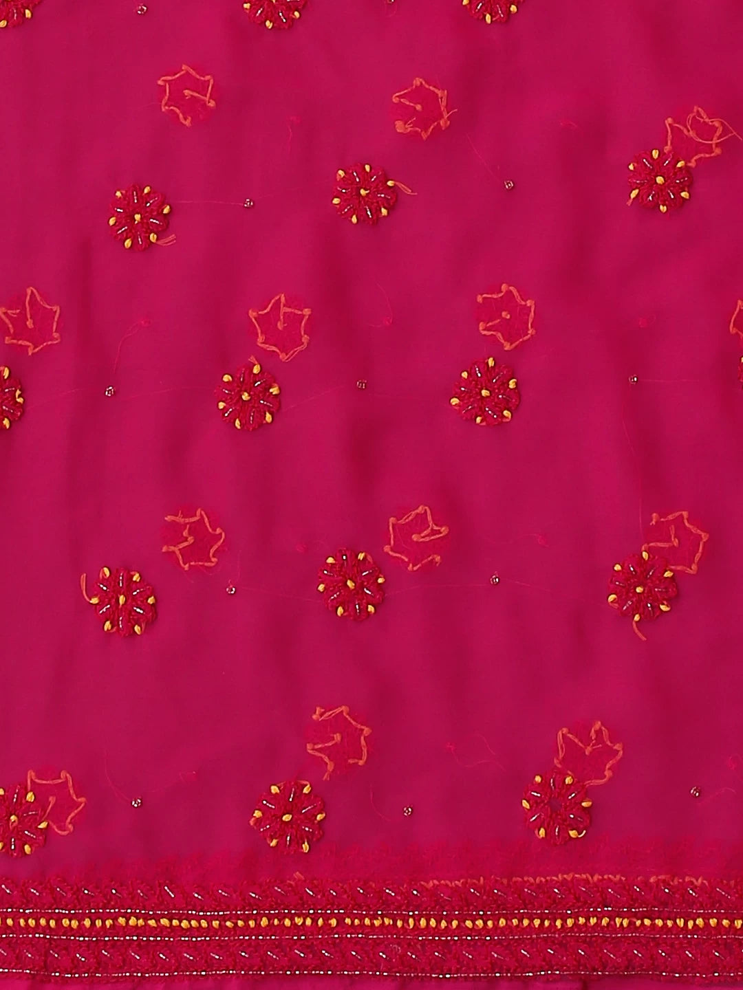 Ada Hand Embroidered Magenta Pink Georgette Lucknowi Chikankari Unstitched Suit Piece With Cutdana Work 01A260528