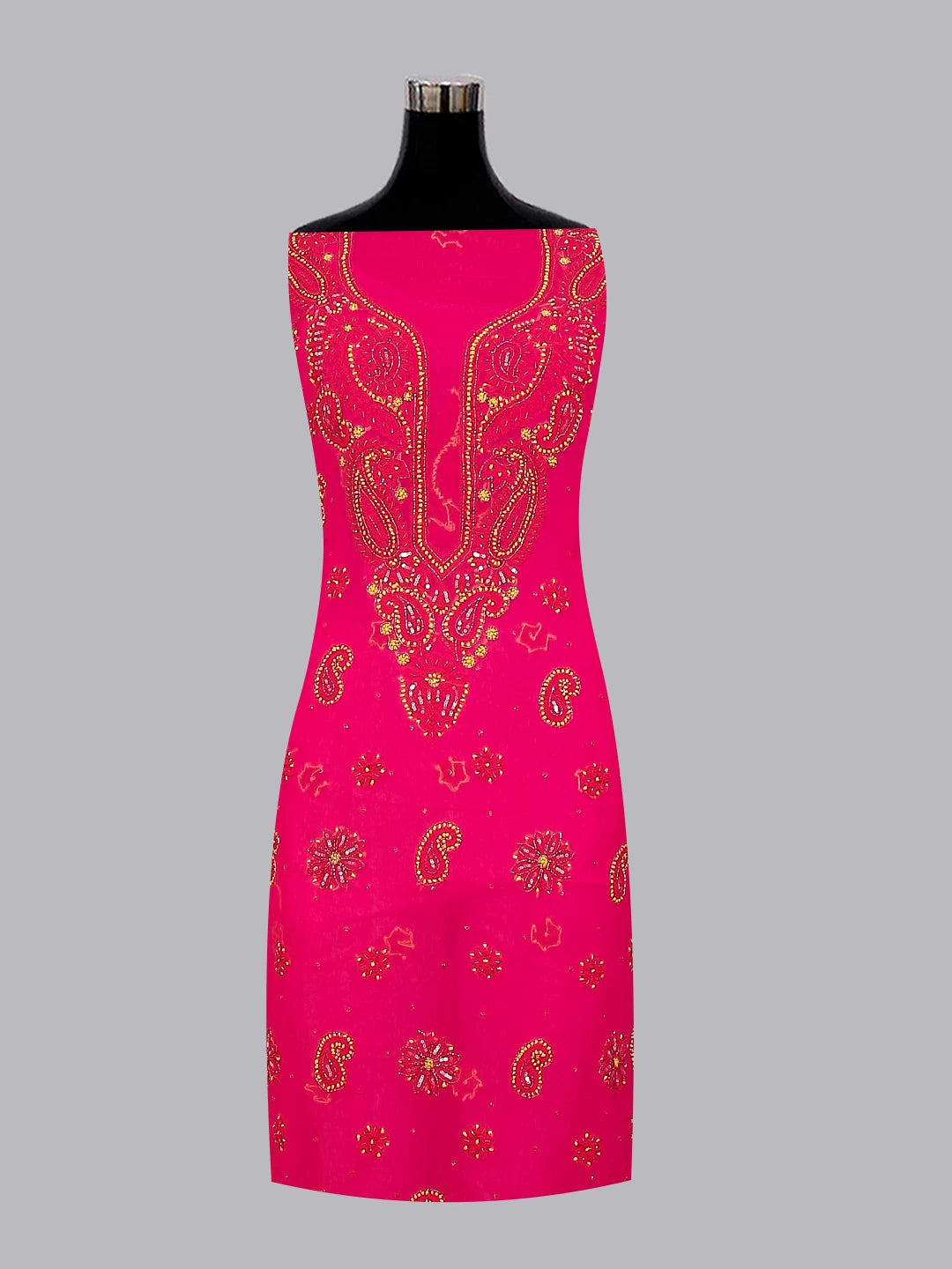 Ada Hand Embroidered Magenta Pink Georgette Lucknowi Chikankari Unstitched Suit Piece With Cutdana Work 01A260528