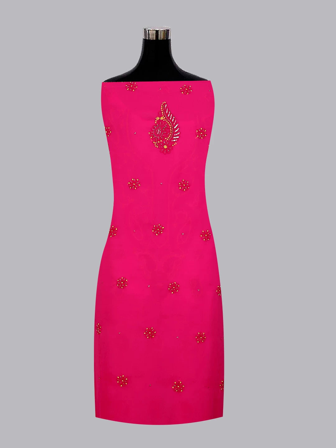 Ada Hand Embroidered Magenta Pink Georgette Lucknowi Chikankari Unstitched Suit Piece With Cutdana Work 01A260528