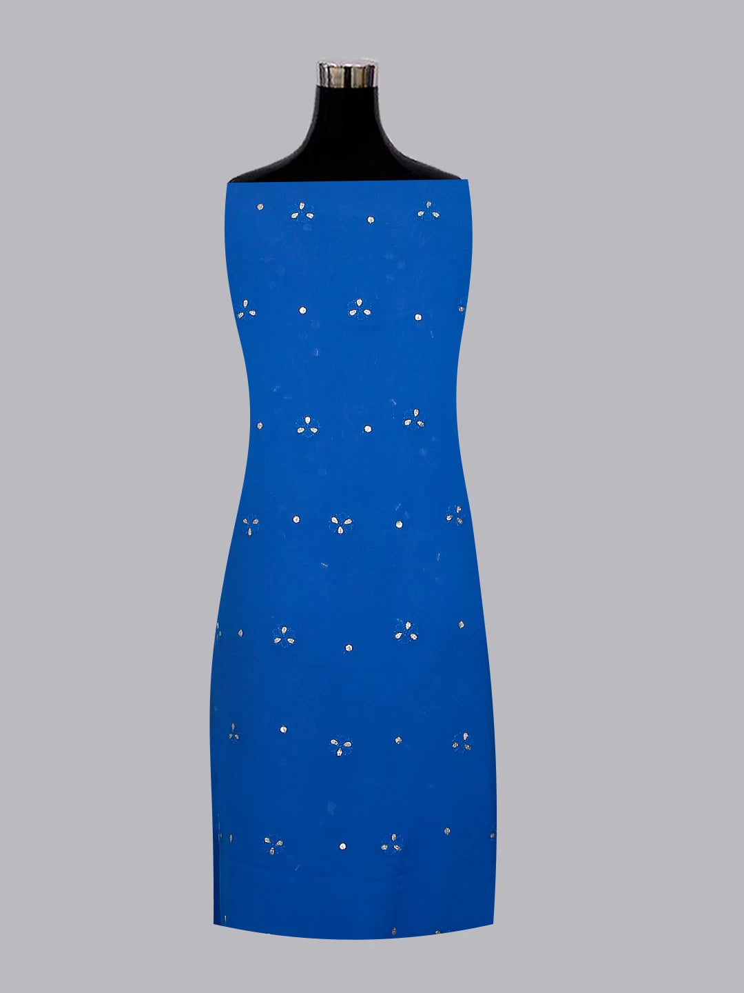 Ada Hand Embroidered Royal Blue Viscose Georgette Lucknowi Chikankari Unstitched Kurta Dupatta Set With Pearl Work 01A405953