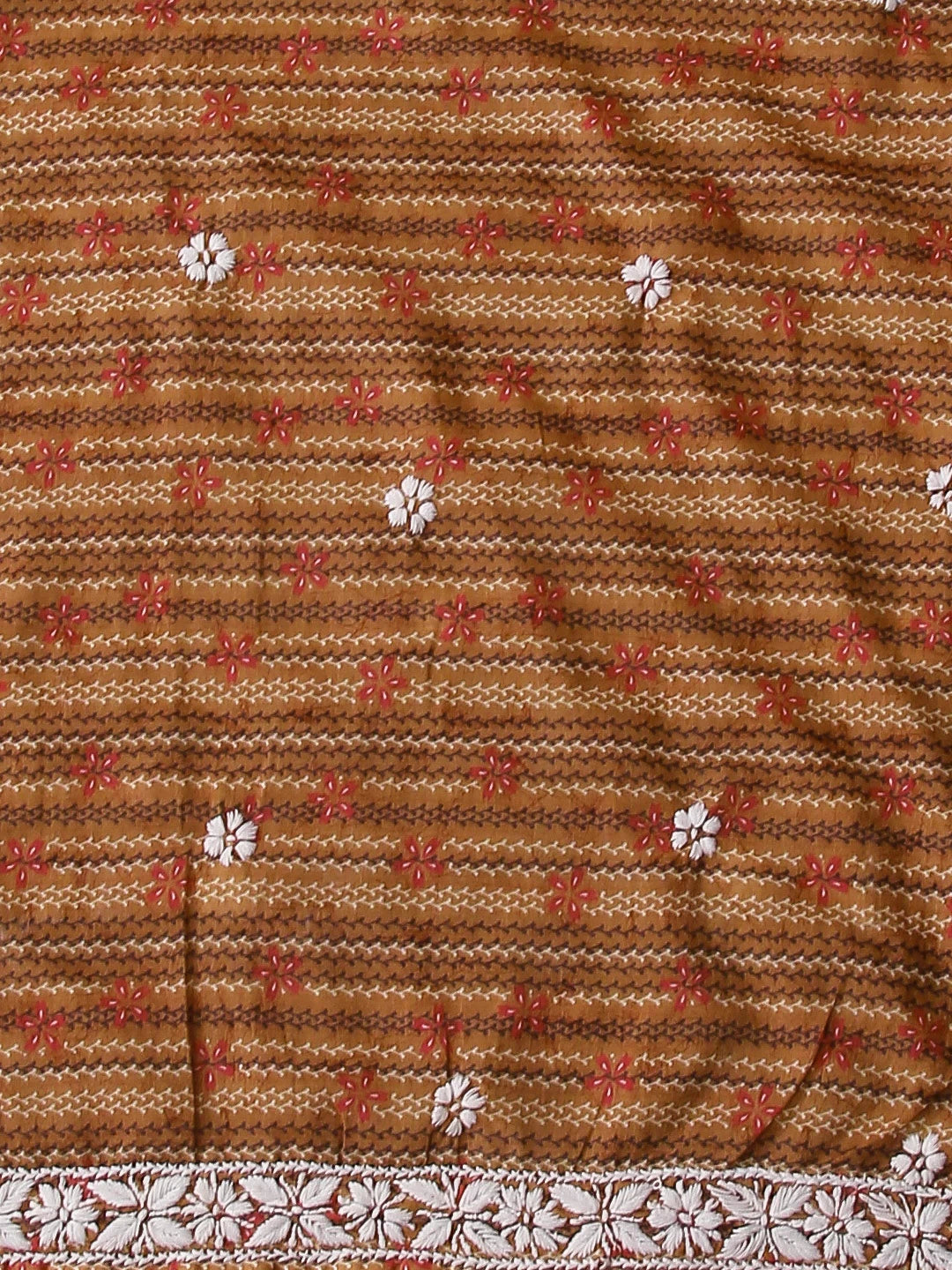 Ada Hand Embroidered Brown Muslin Lucknowi Chikankari Unstitched Kurta Piece 01A426055