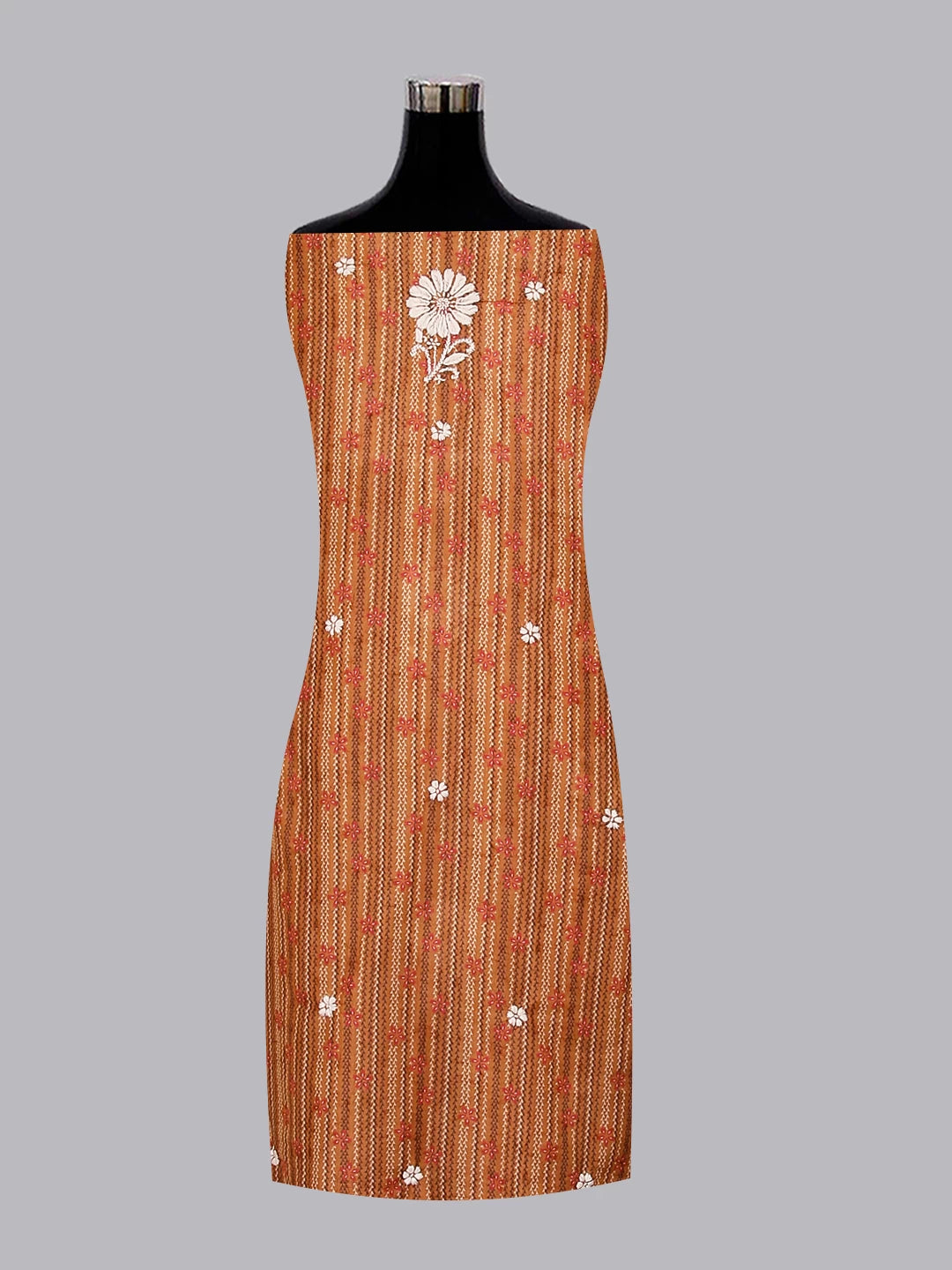 Ada Hand Embroidered Brown Muslin Lucknowi Chikankari Unstitched Kurta Piece 01A426055