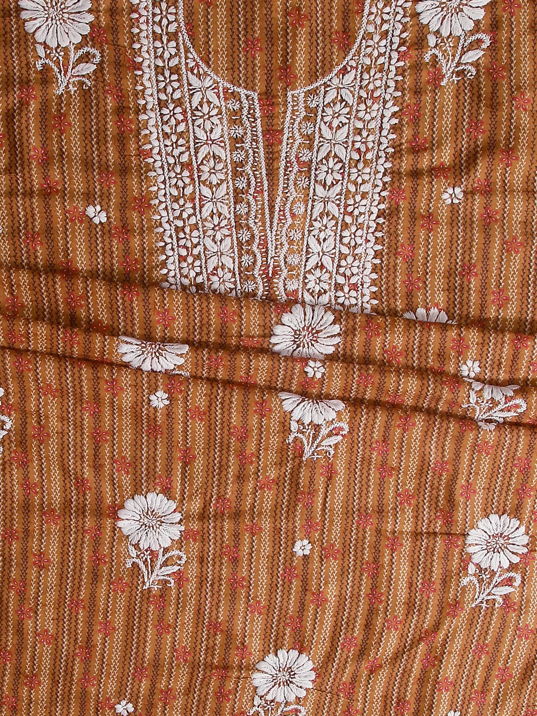 Ada Hand Embroidered Brown Muslin Lucknowi Chikankari Unstitched Kurta Piece 01A426055