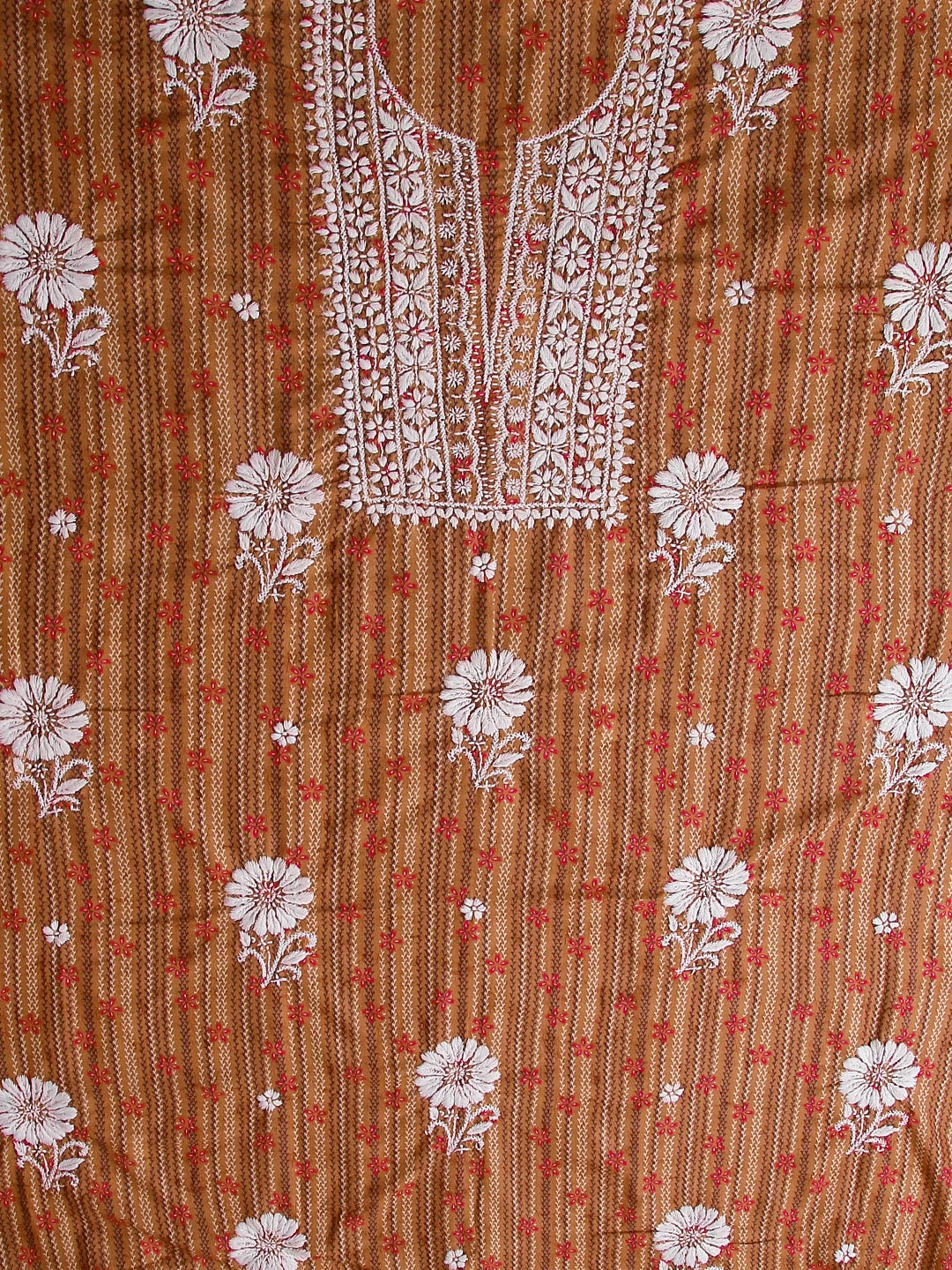 Ada Hand Embroidered Brown Muslin Lucknowi Chikankari Unstitched Kurta Piece 01A426055