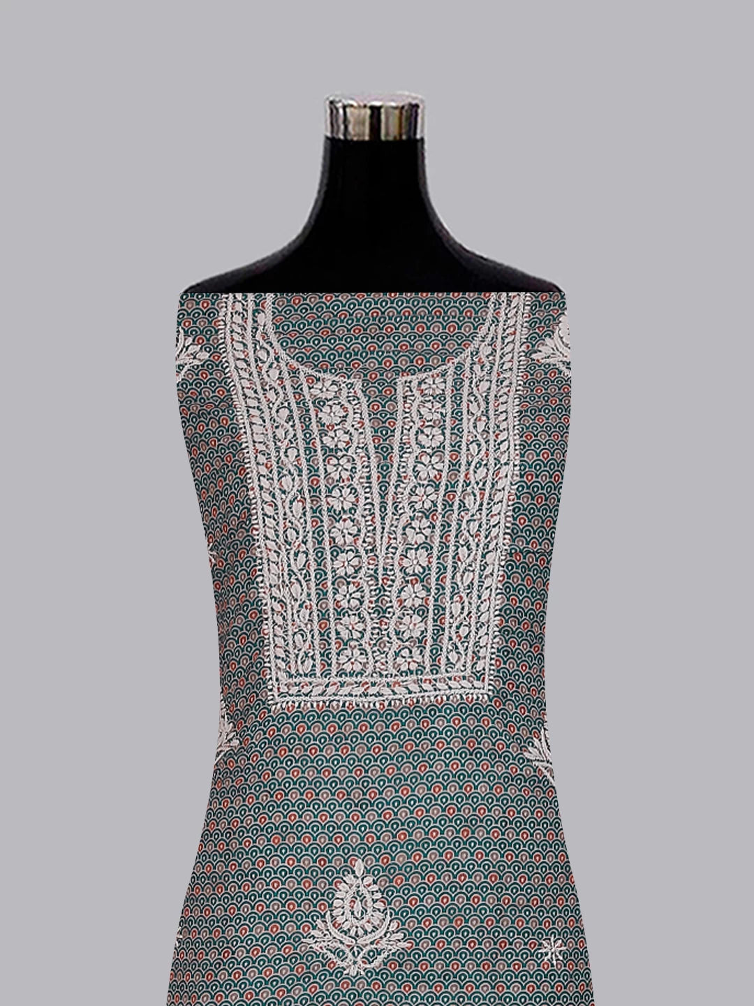 Ada Hand Embroidered Blue Muslin Lucknowi Chikankari Unstitched Kurta Piece 01A426080