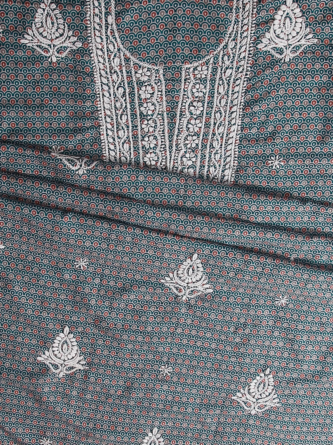 Ada Hand Embroidered Blue Muslin Lucknowi Chikankari Unstitched Kurta Piece 01A426080