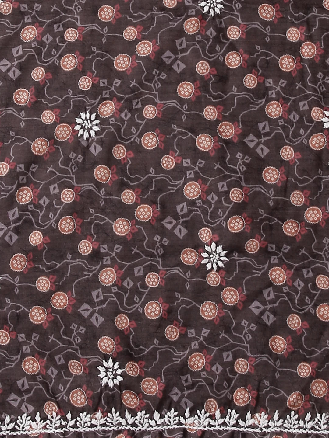 Ada Hand Embroidered Brown Muslin Lucknowi Chikankari Unstitched Kurta Piece 01A426056
