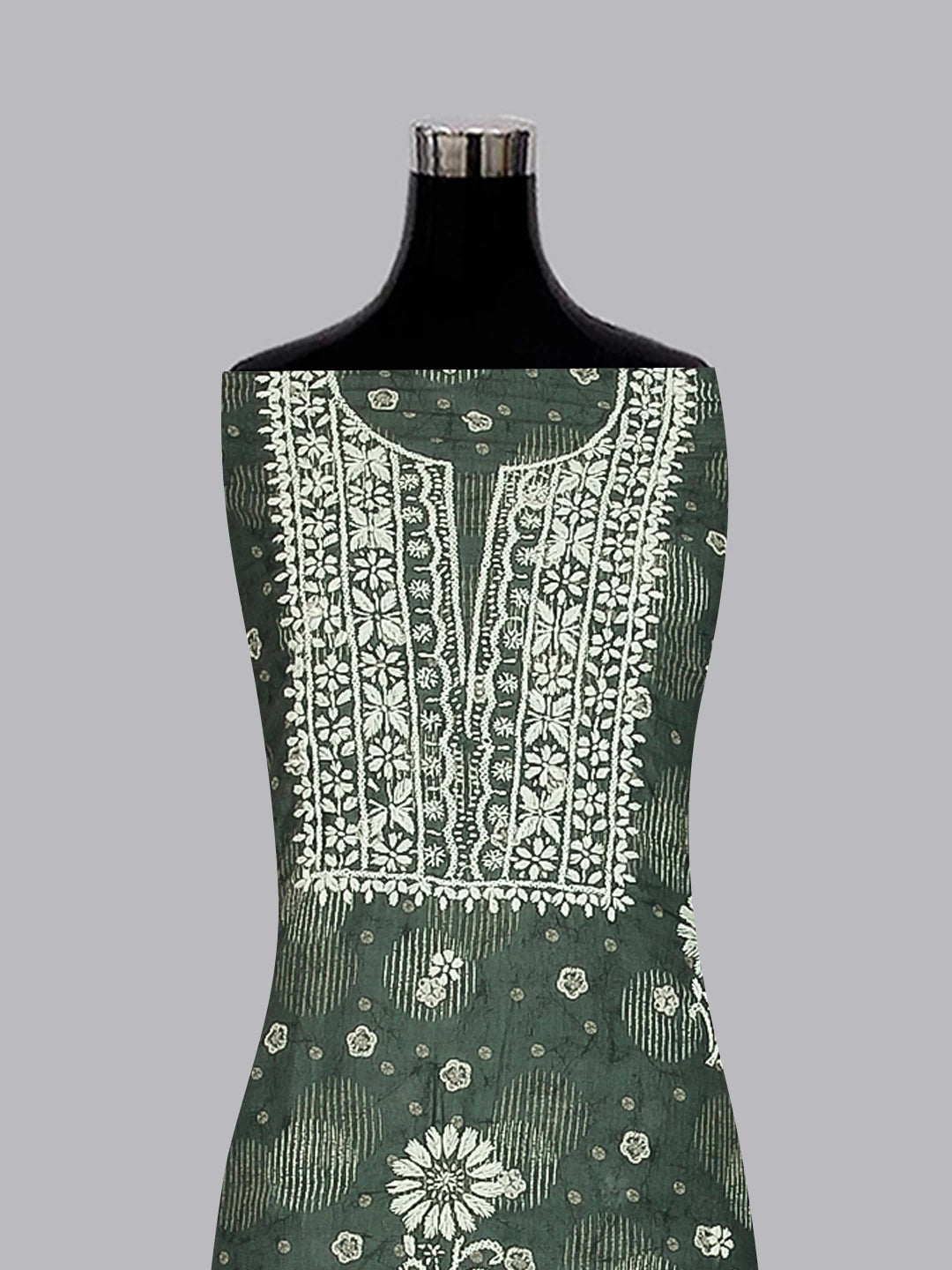 Ada Hand Embroidered Grey Muslin Lucknowi Chikankari Unstitched Kurta Piece 01A426071