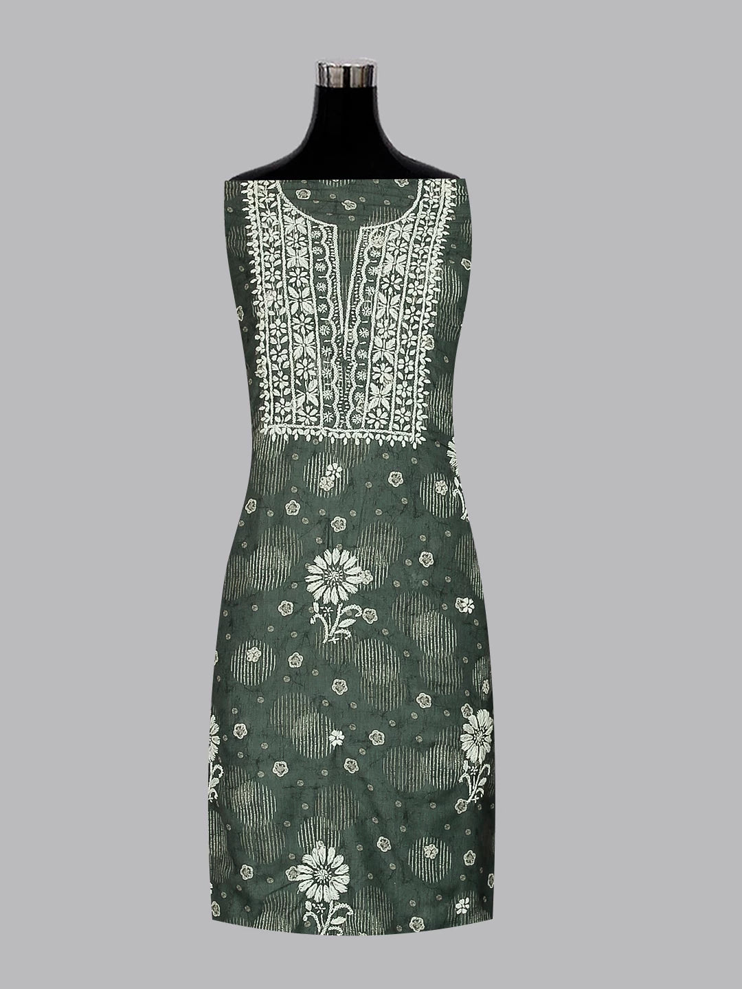 Ada Hand Embroidered Grey Muslin Lucknowi Chikankari Unstitched Kurta Piece 01A426071