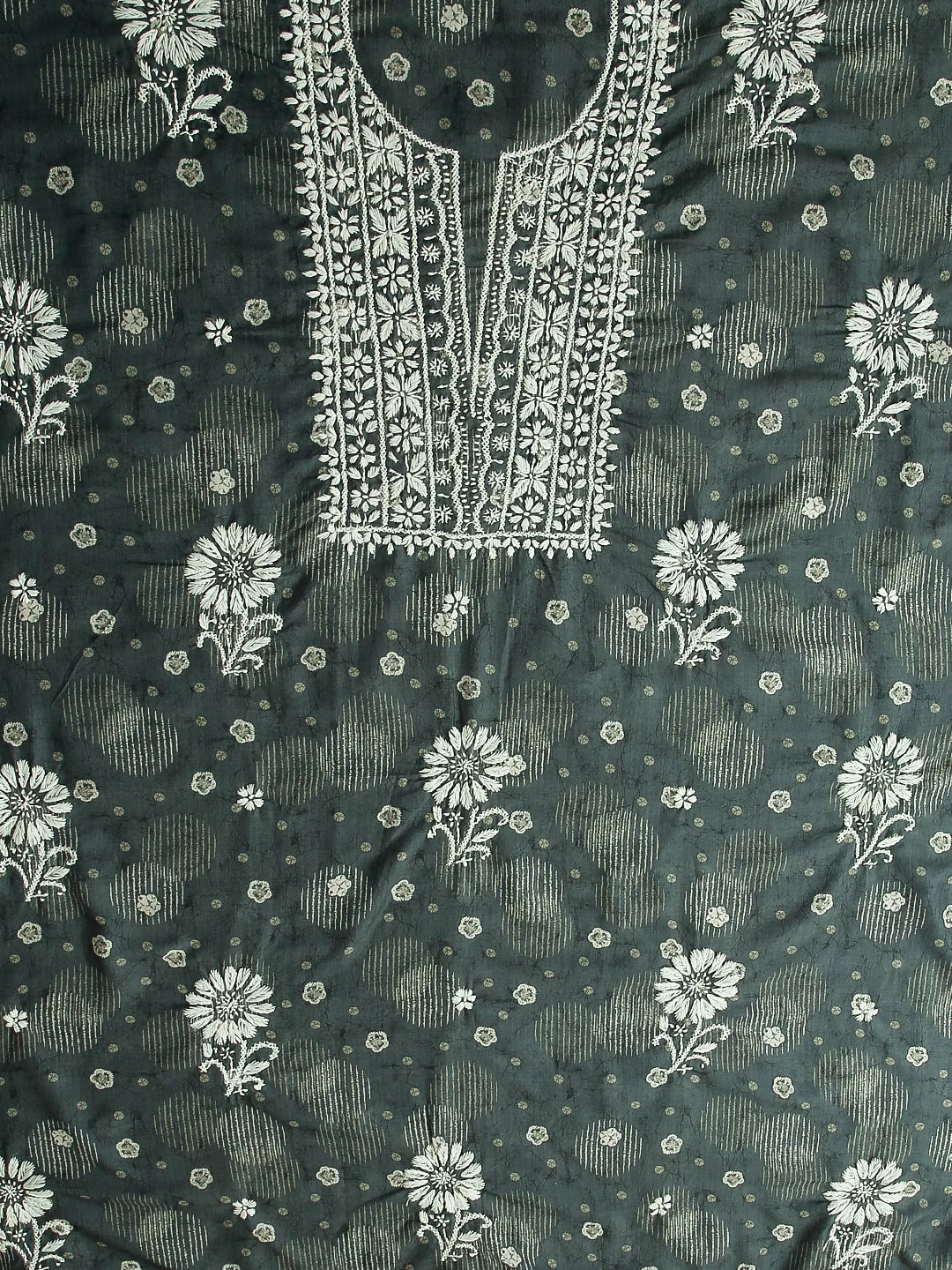 Ada Hand Embroidered Grey Muslin Lucknowi Chikankari Unstitched Kurta Piece 01A426071