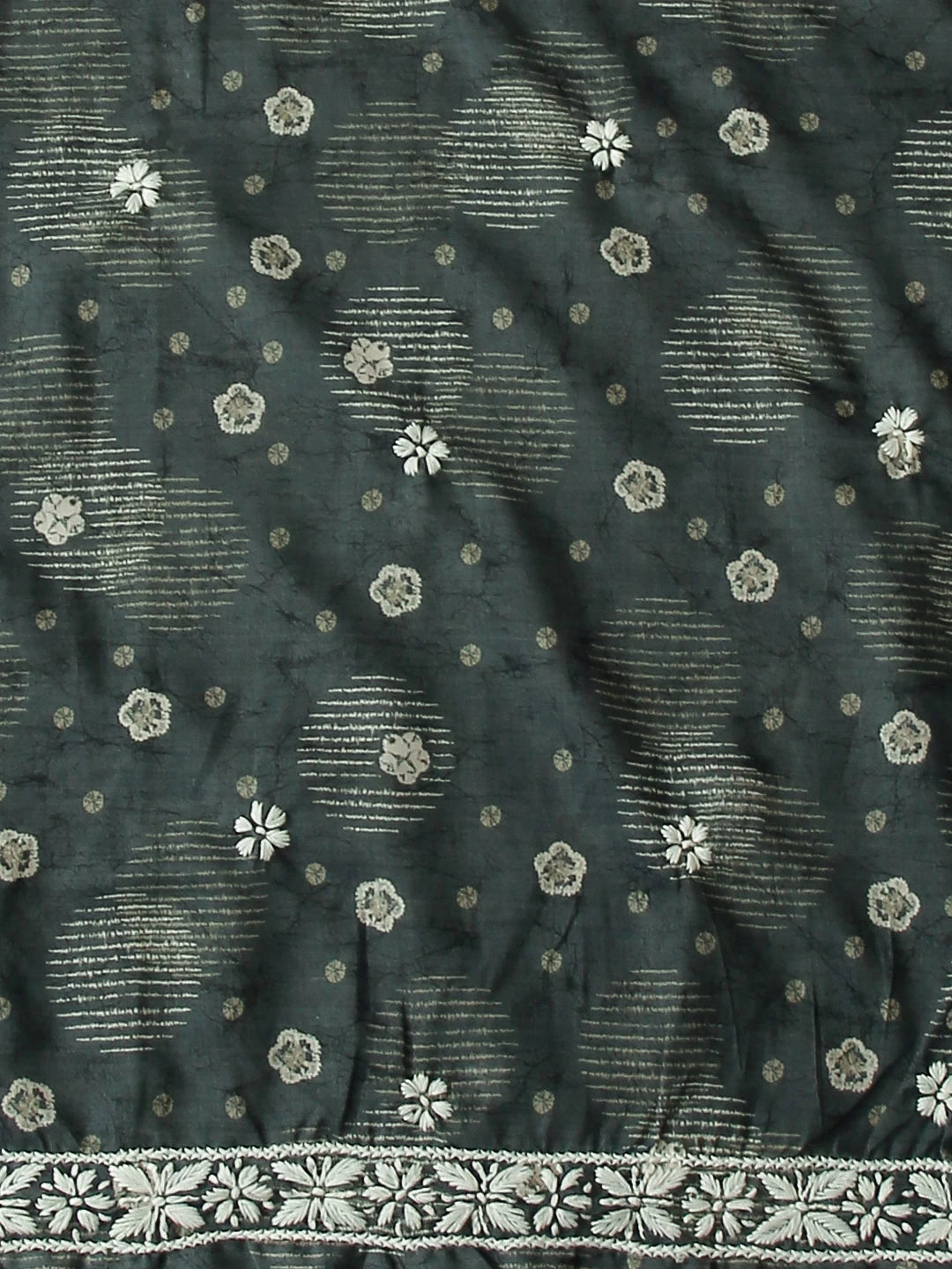 Ada Hand Embroidered Grey Muslin Lucknowi Chikankari Unstitched Kurta Piece 01A426071